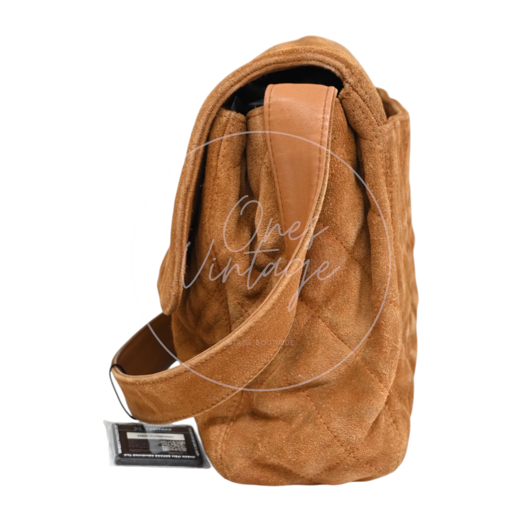 Chanel CC Logo Quilted Suede Turnlock Flap Shoulder Bag GHW Brown Series 4