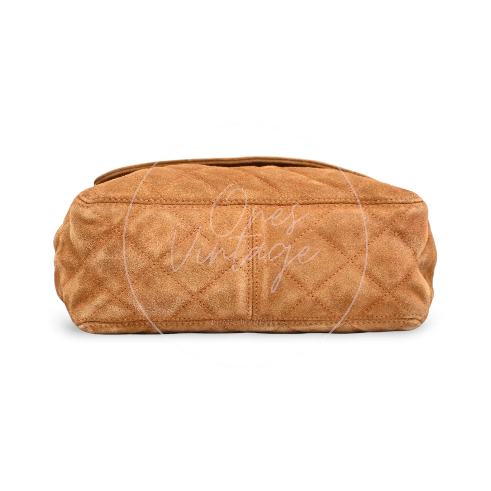 Chanel CC Logo Quilted Suede Turnlock Flap Shoulder Bag GHW Brown Series 4