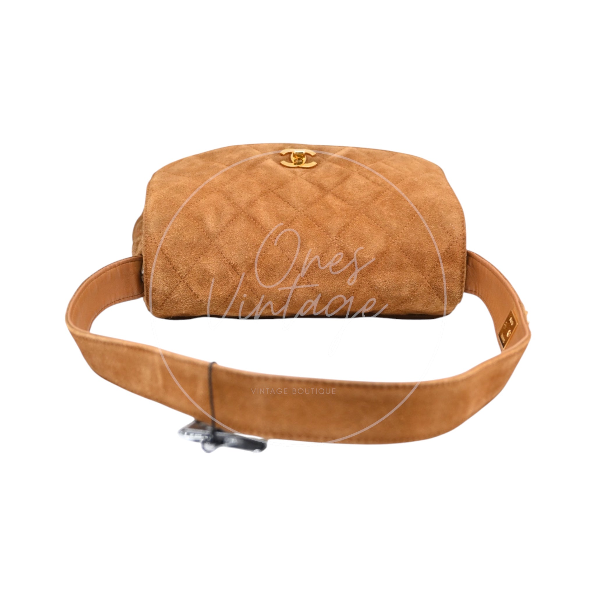 Chanel CC Logo Quilted Suede Turnlock Flap Shoulder Bag GHW Brown Series 4