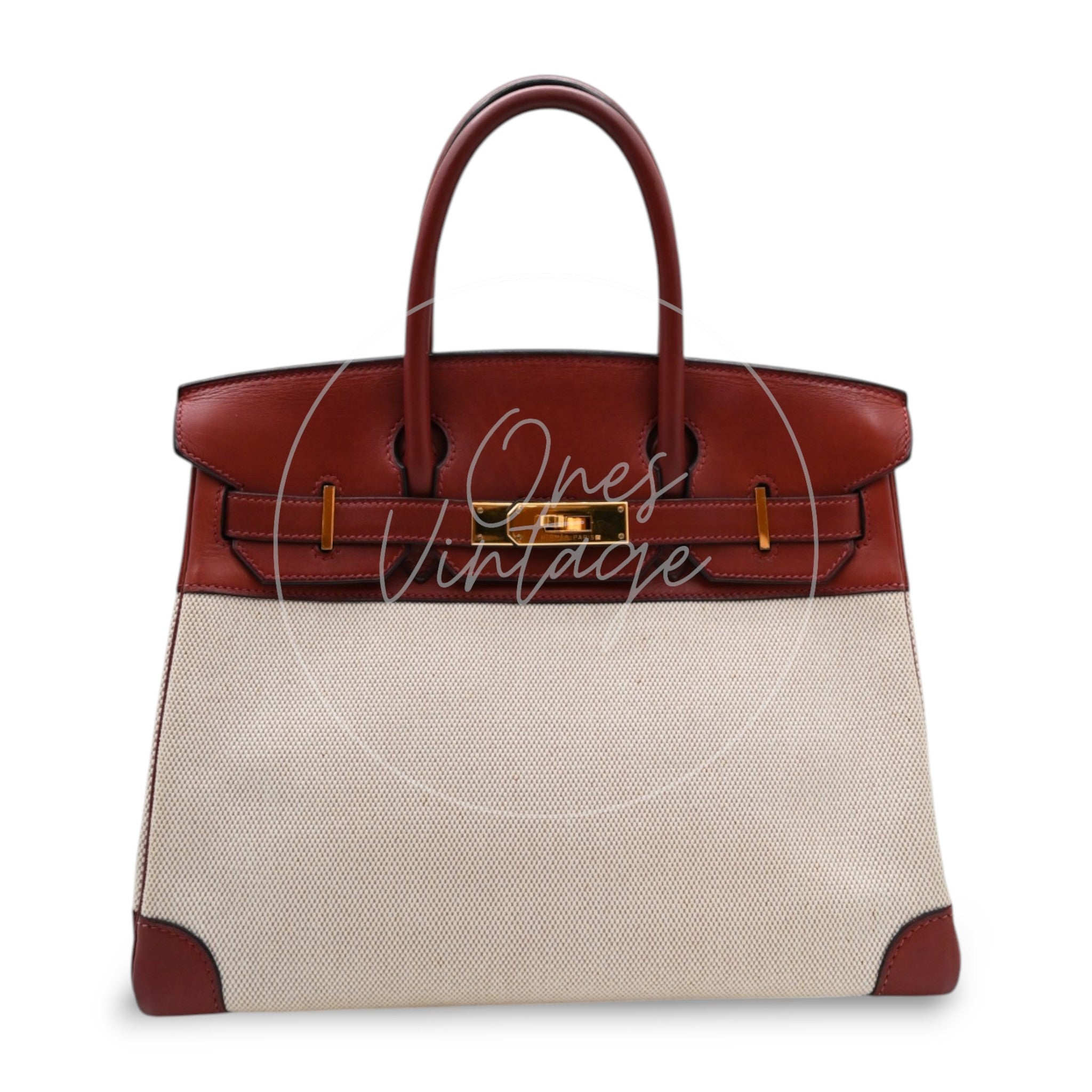 Hermes Birkin 30 Rouge H Swift Toile GHW Square F