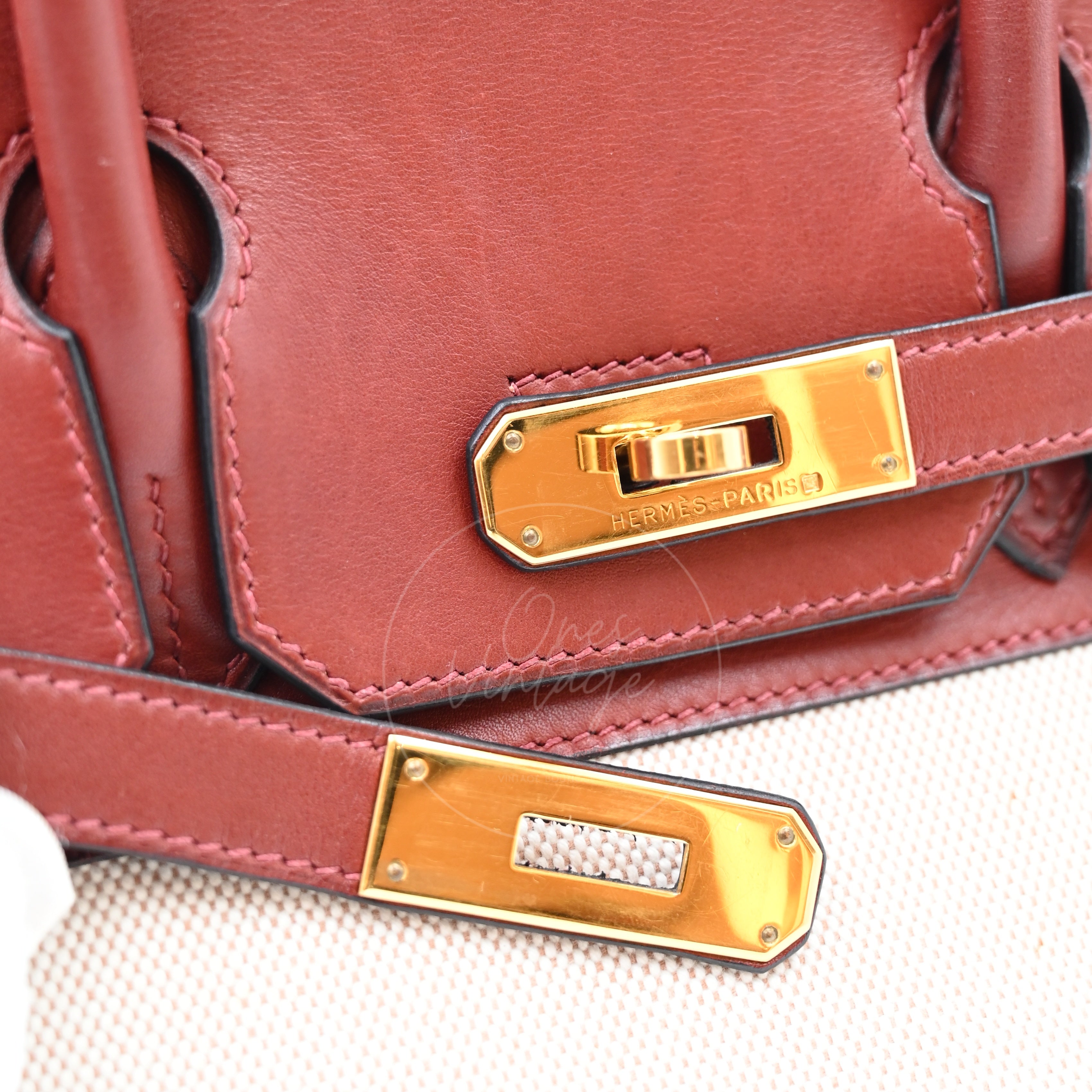 Hermes Birkin 30 Rouge H Swift Toile GHW Square F