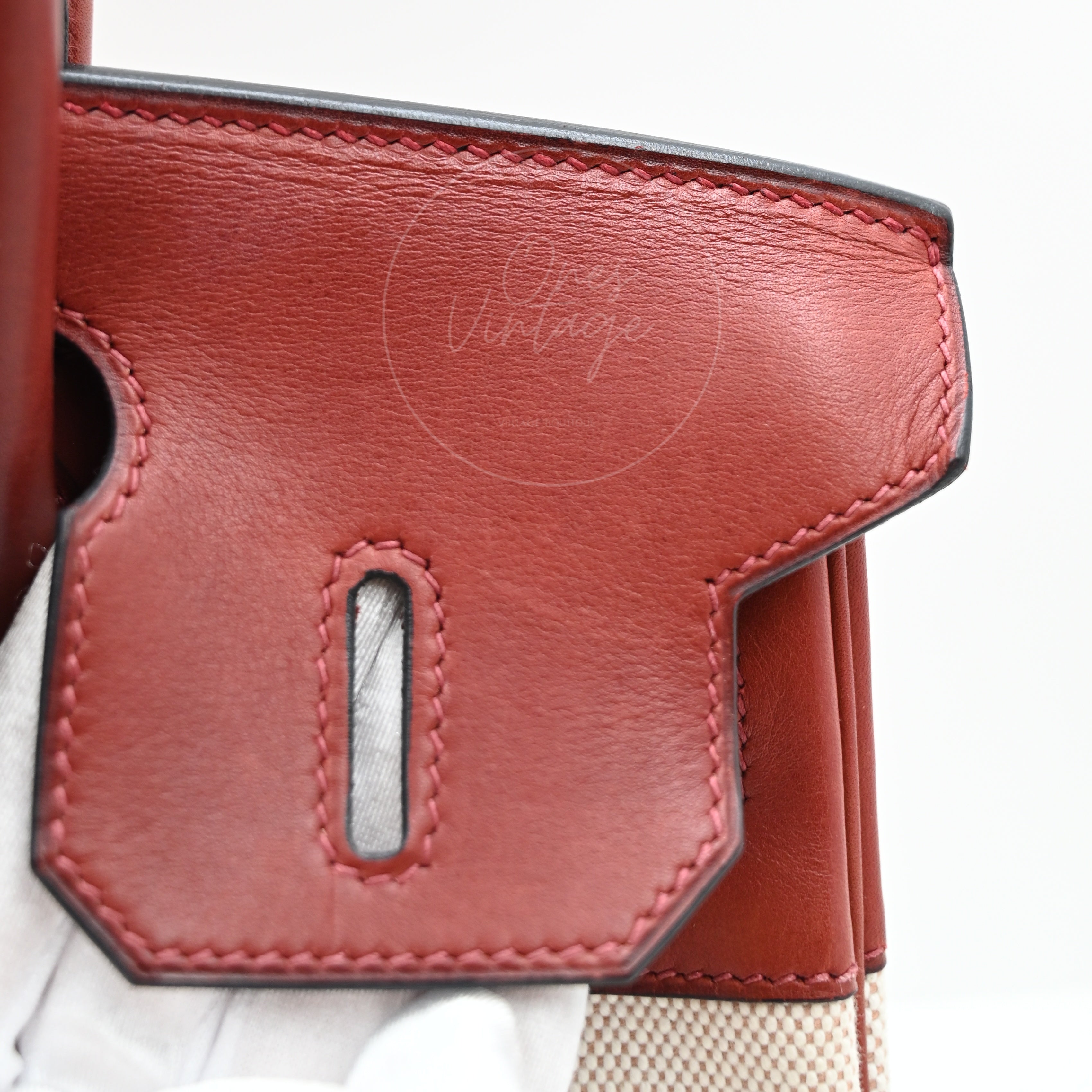 Hermes Birkin 30 Rouge H Swift Toile GHW Square F