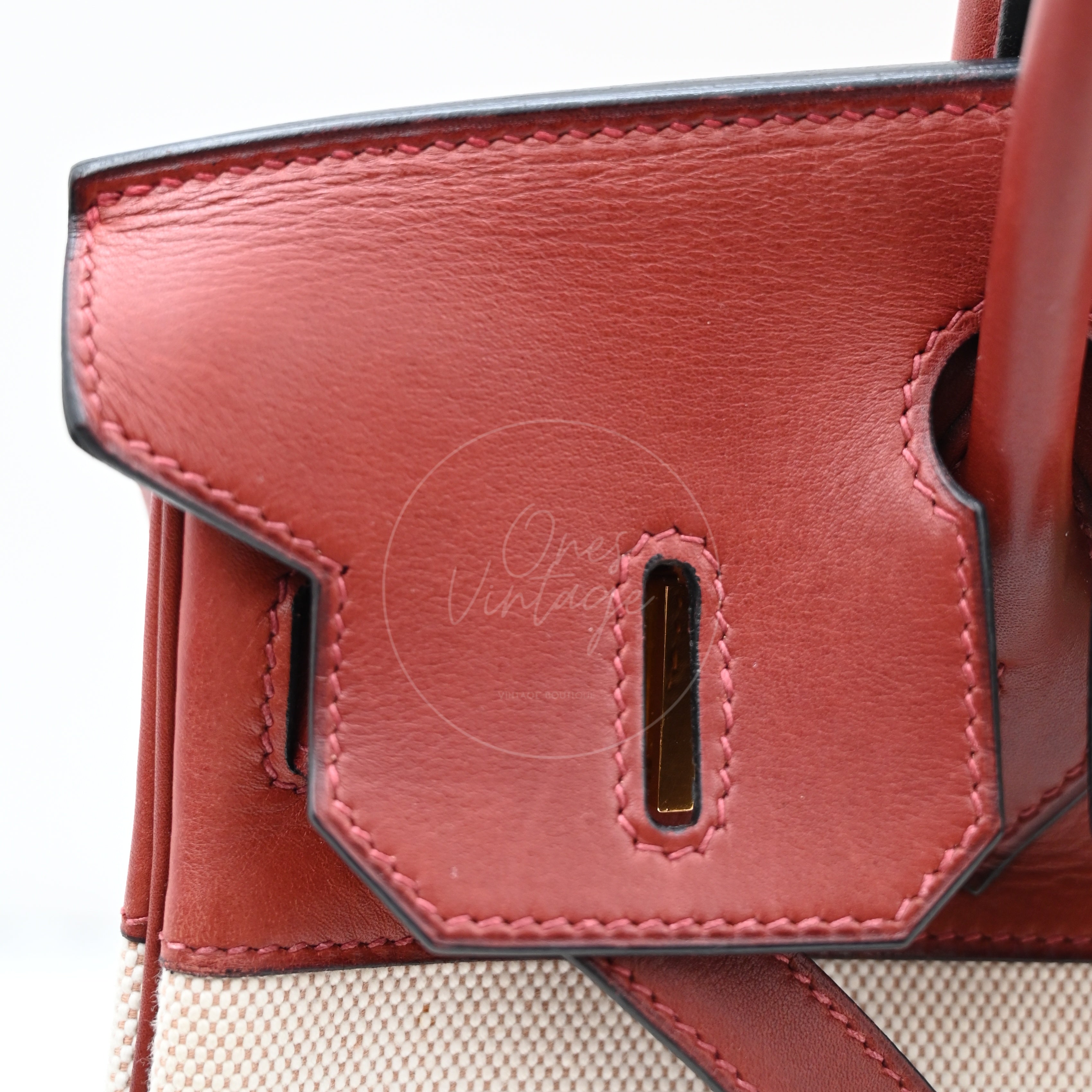 Hermes Birkin 30 Rouge H Swift Toile GHW Square F