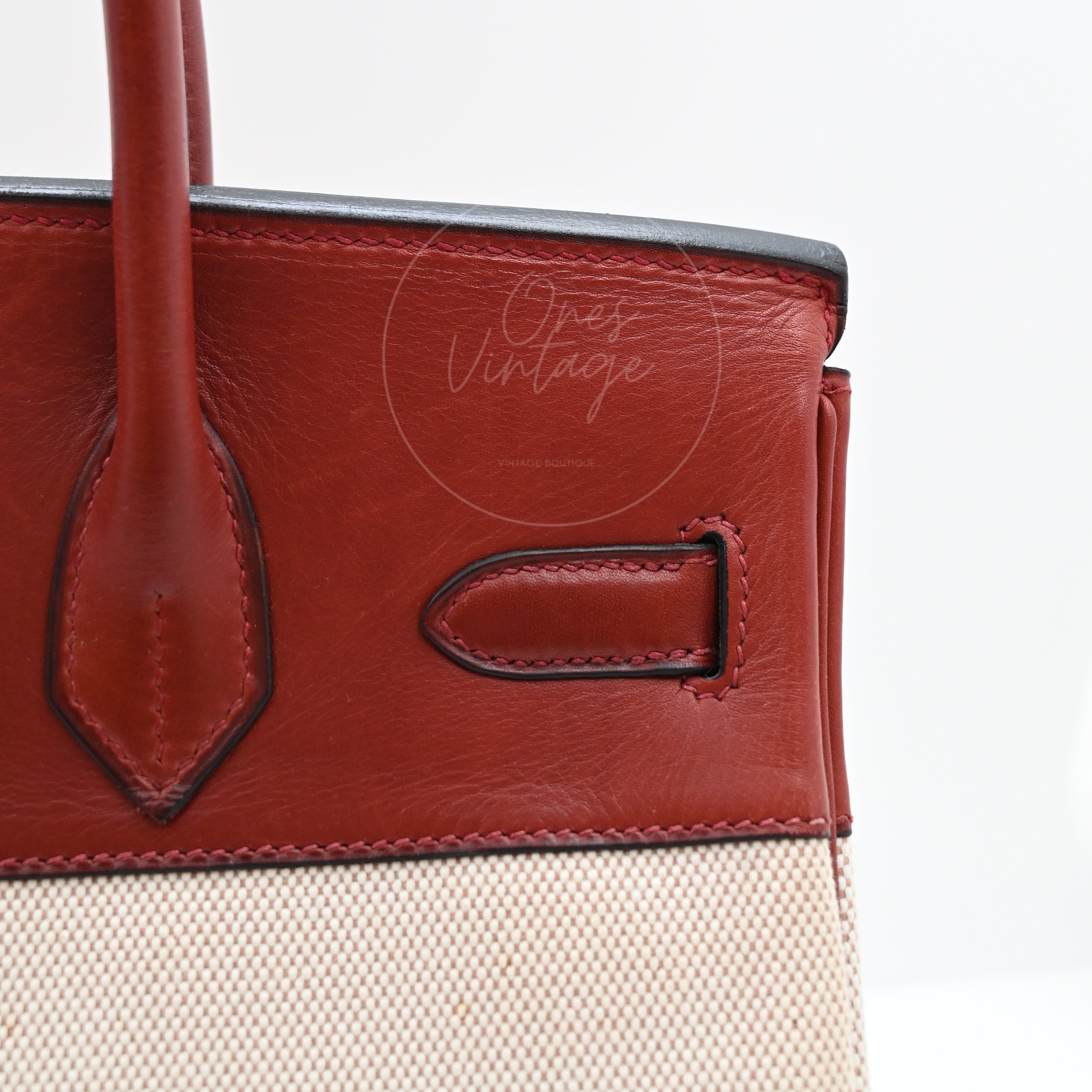 Hermes Birkin 30 Rouge H Swift Toile GHW Square F