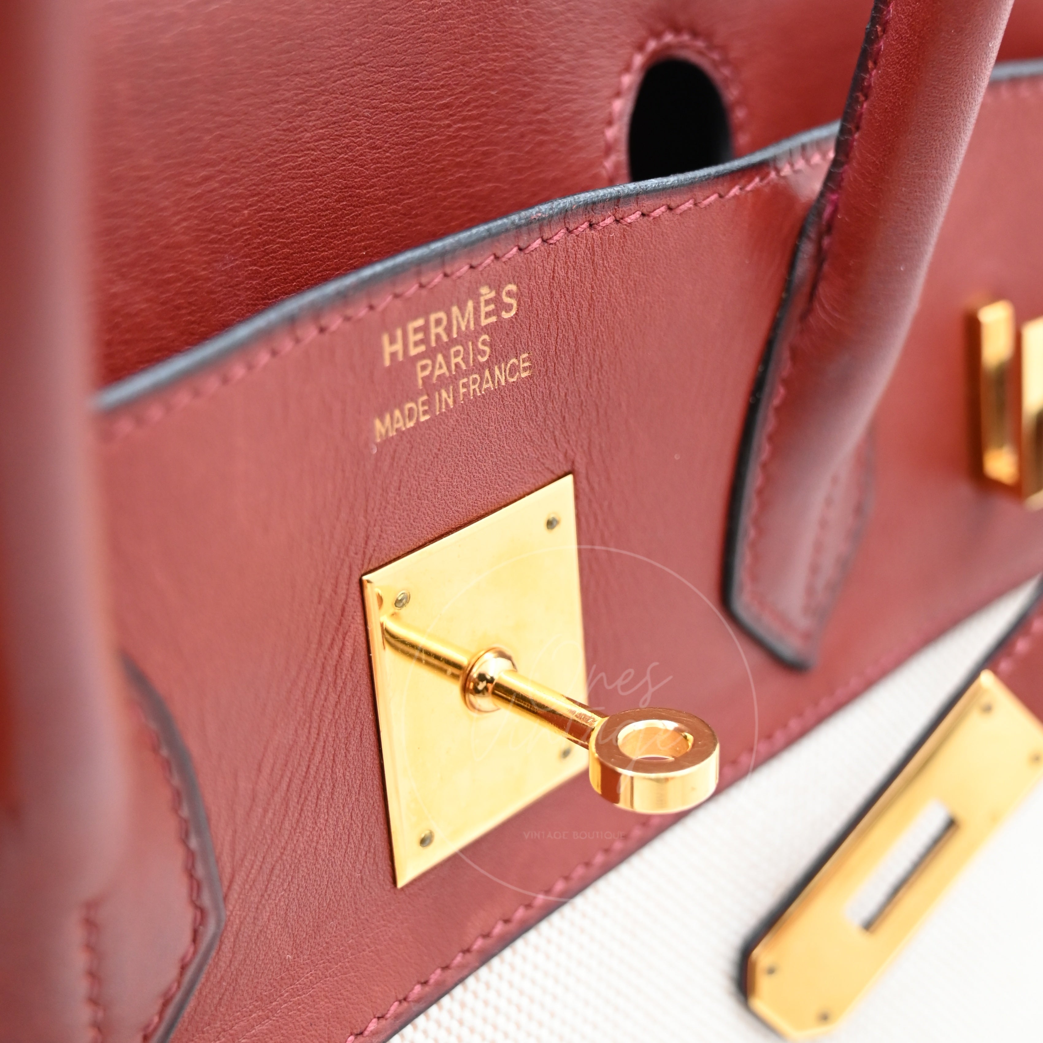 Hermes Birkin 30 Rouge H Swift Toile GHW Square F