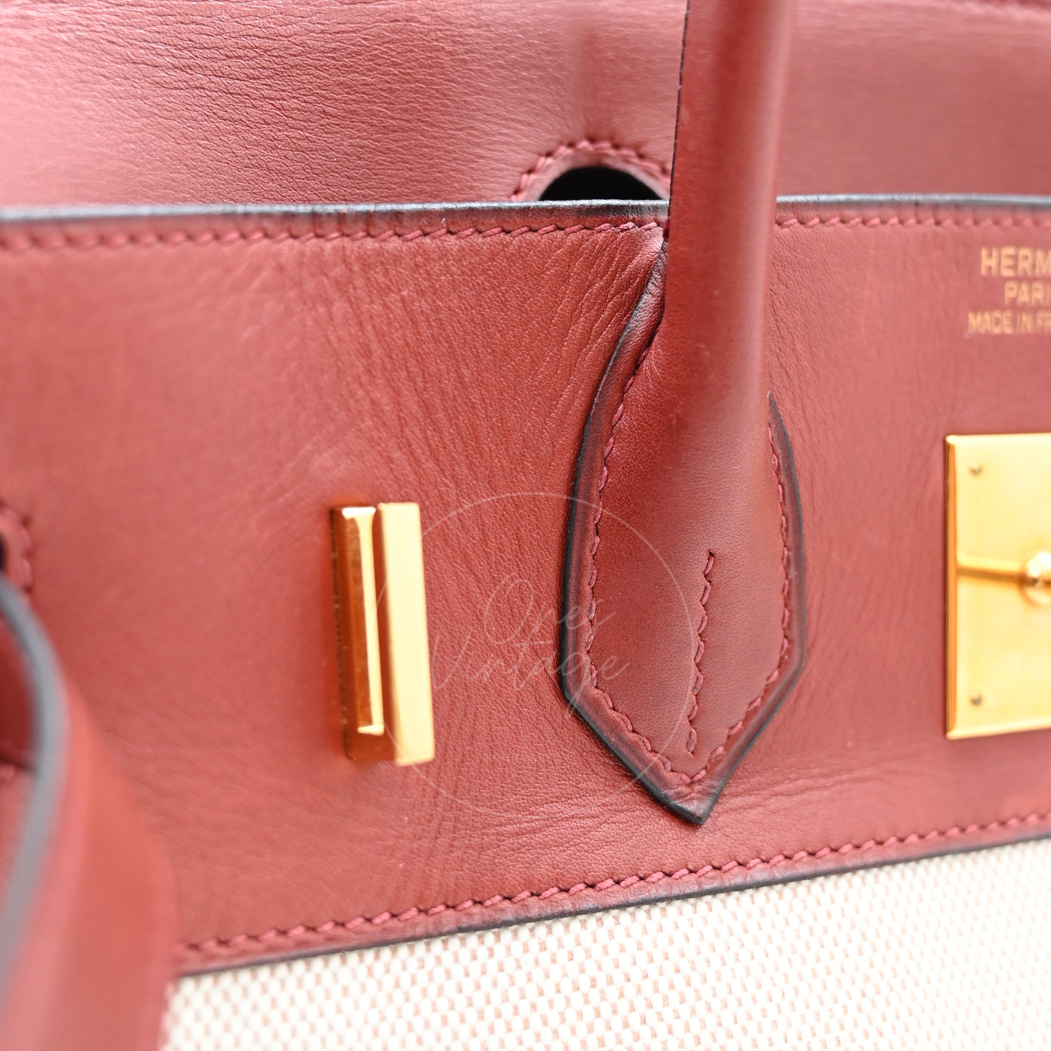 Hermes Birkin 30 Rouge H Swift Toile GHW Square F