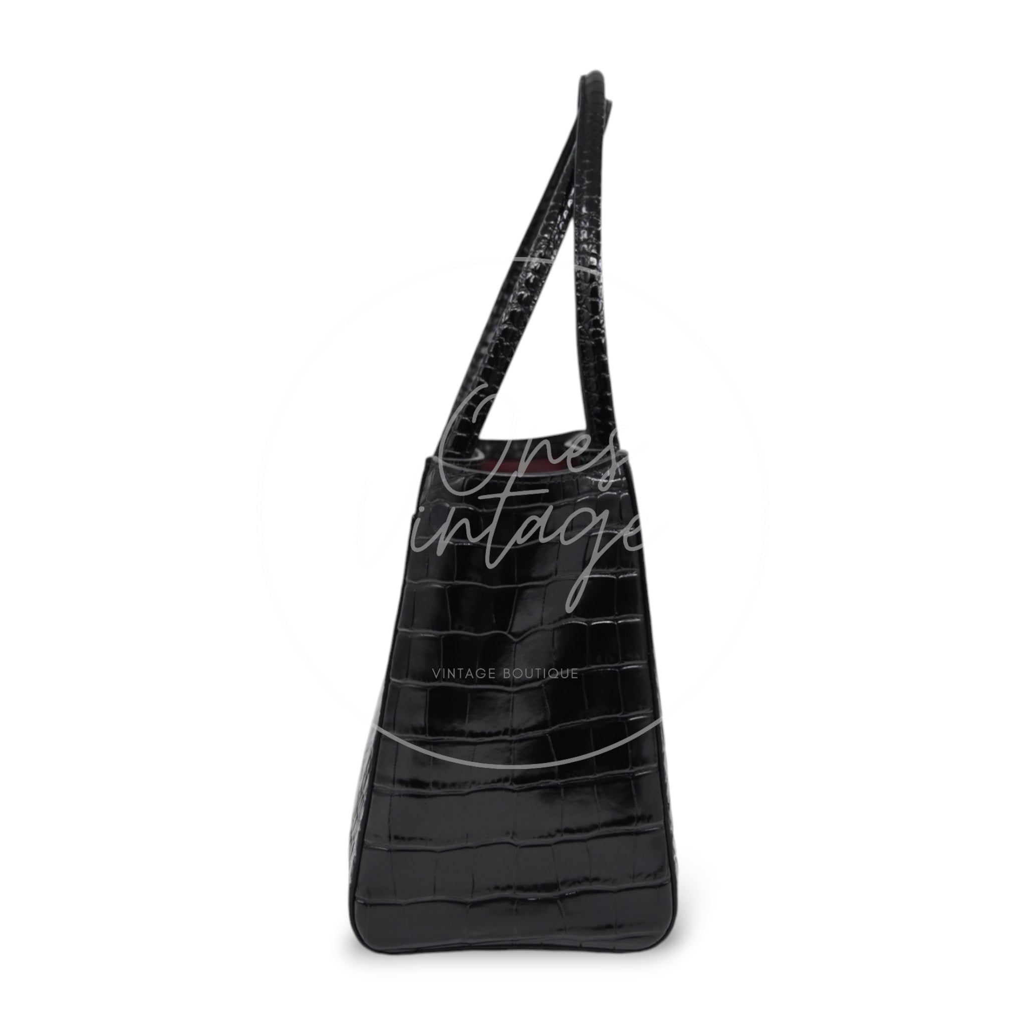 [Unused] Chanel Cerf Tote Bag Black Calfskin