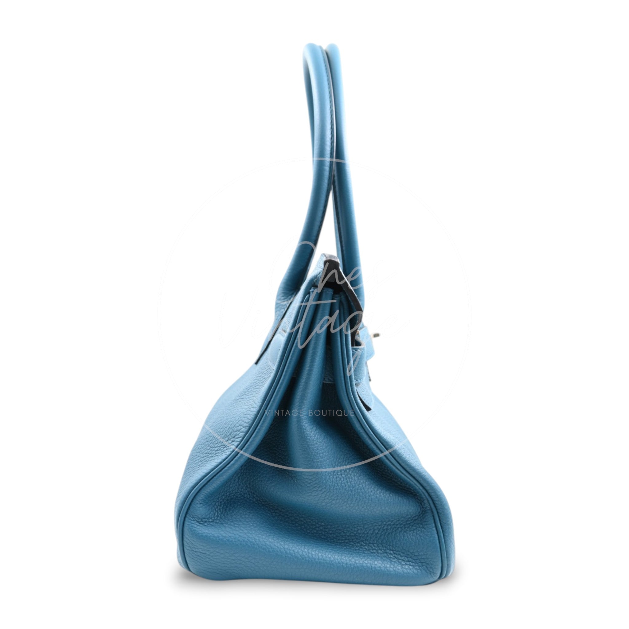 [Pre-owned] Hermes Birkin Shoulder PHW Blue Stamp Square P