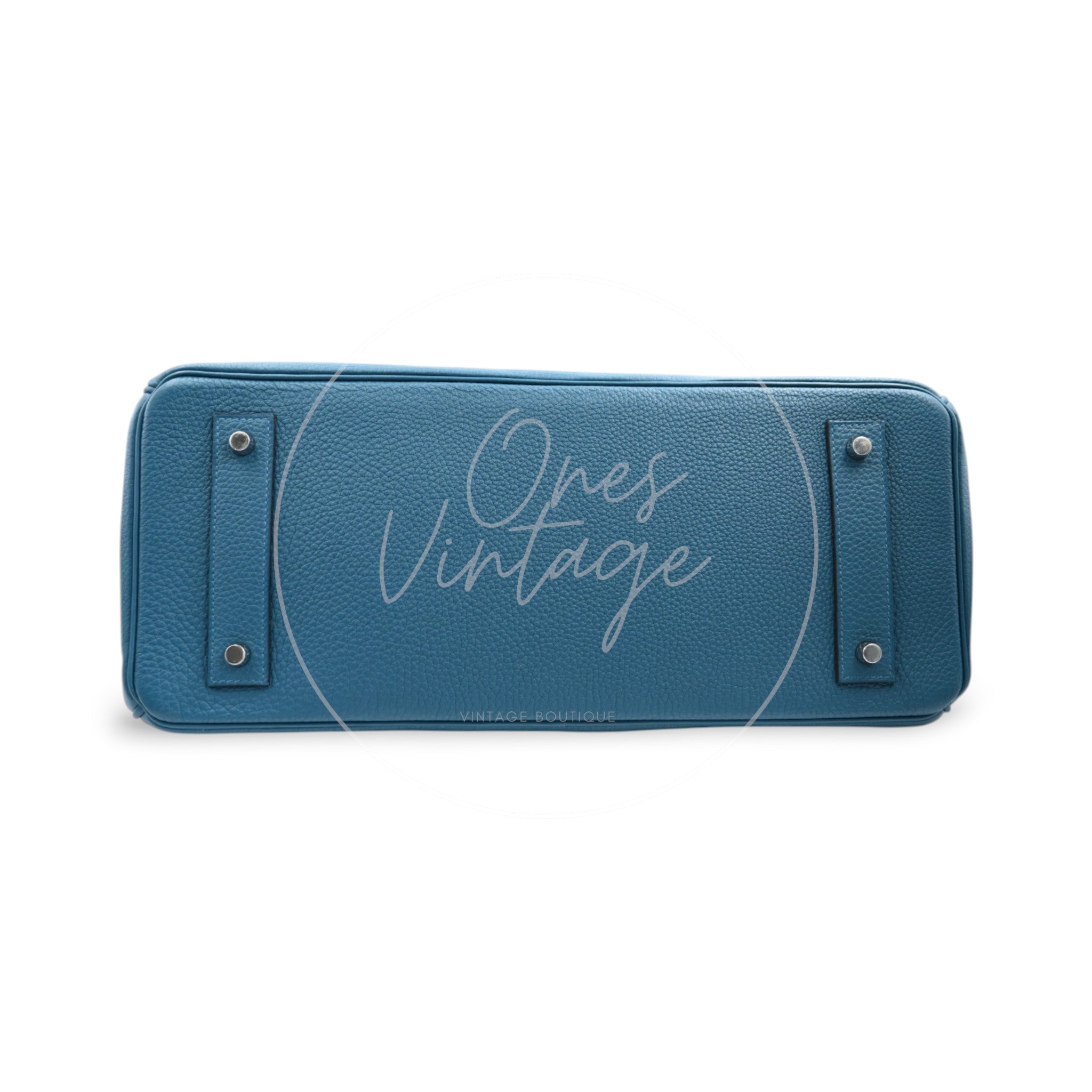[Pre-owned] Hermes Birkin Shoulder PHW Blue Stamp Square P