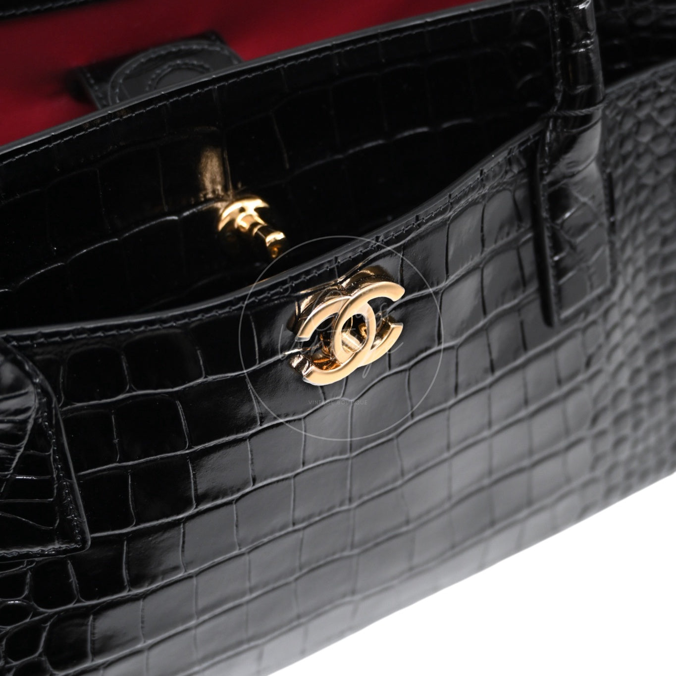 [Unused] Chanel Cerf Tote Bag Black Calfskin