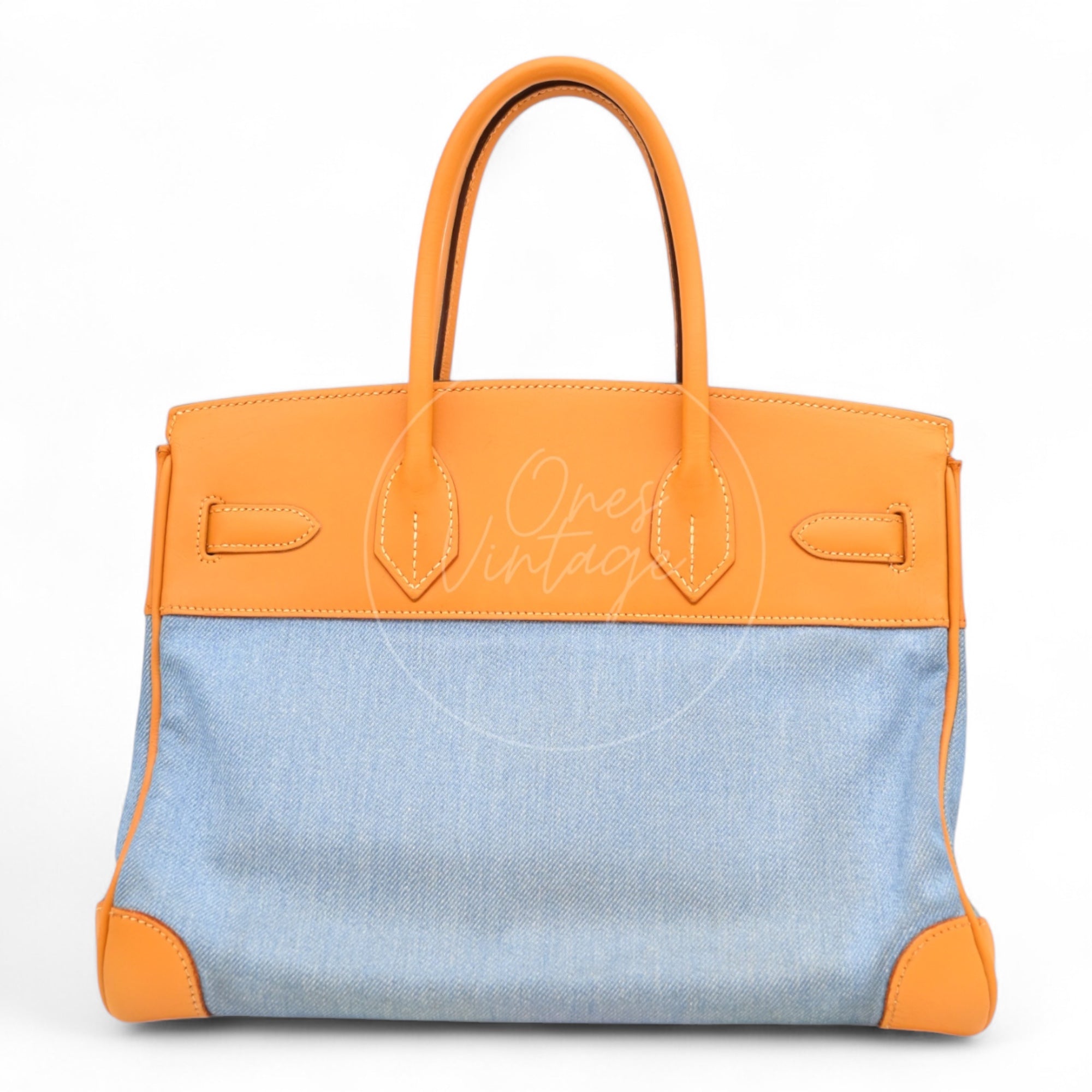 [Pre-owned] Hermes Birkin 30 Beige Swift Denim Jean GHW Stamp Square I