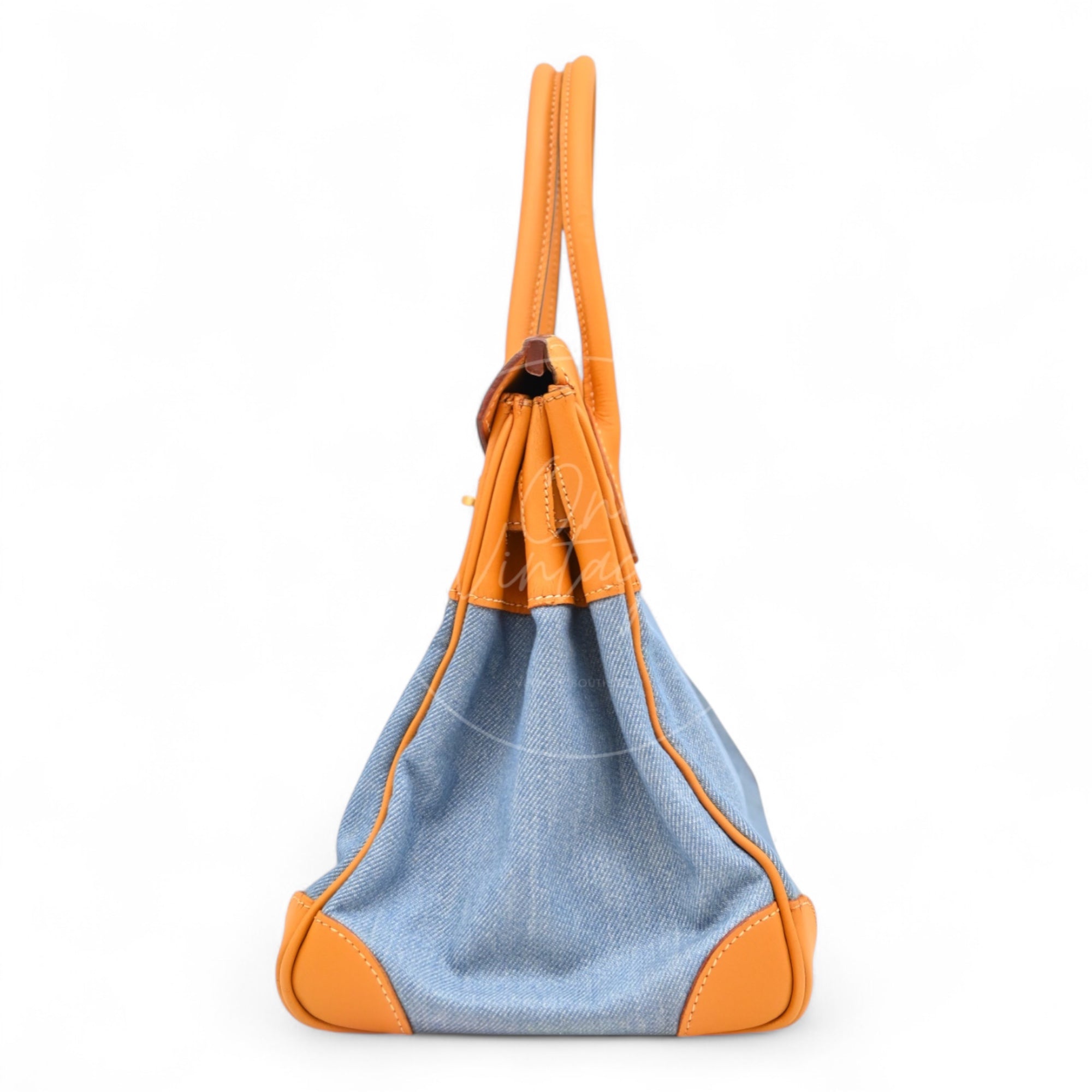 [Pre-owned] Hermes Birkin 30 Beige Swift Denim Jean GHW Stamp Square I