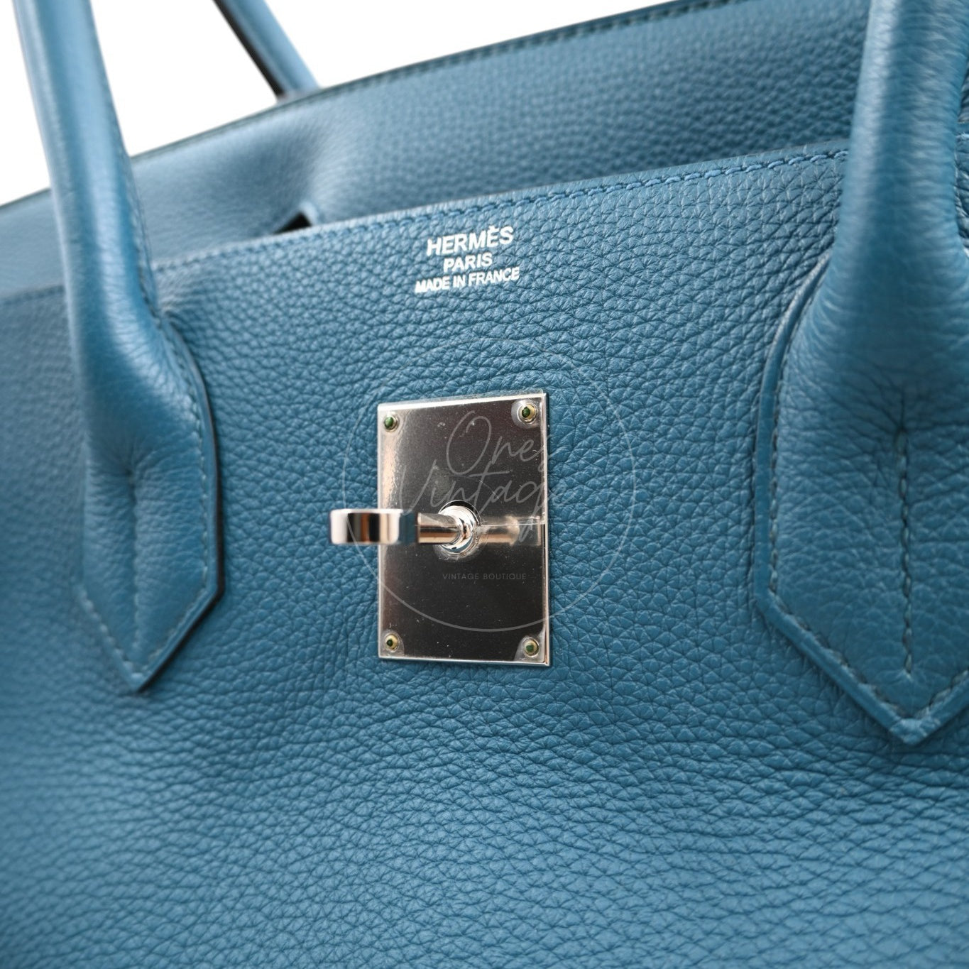 [Pre-owned] Hermes Birkin Shoulder PHW Blue Stamp Square P