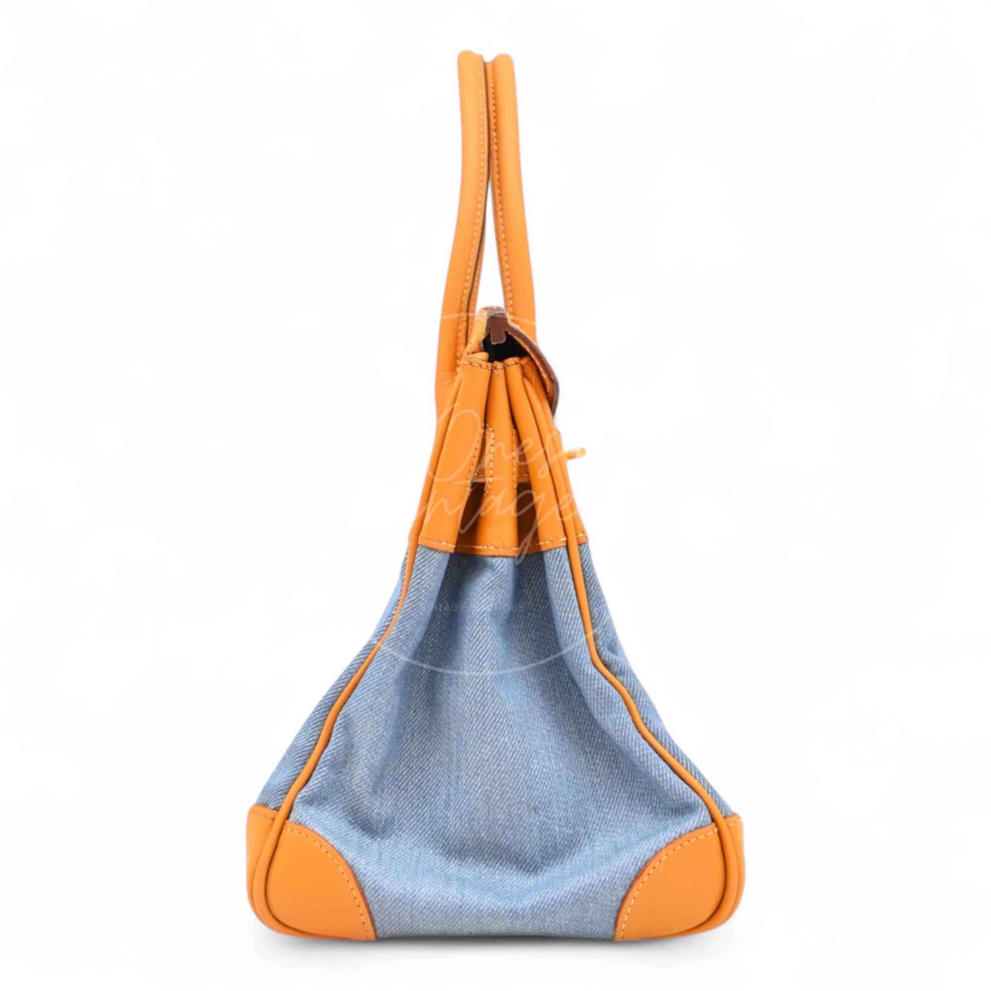 [Pre-owned] Hermes Birkin 30 Beige Swift Denim Jean GHW Stamp Square I