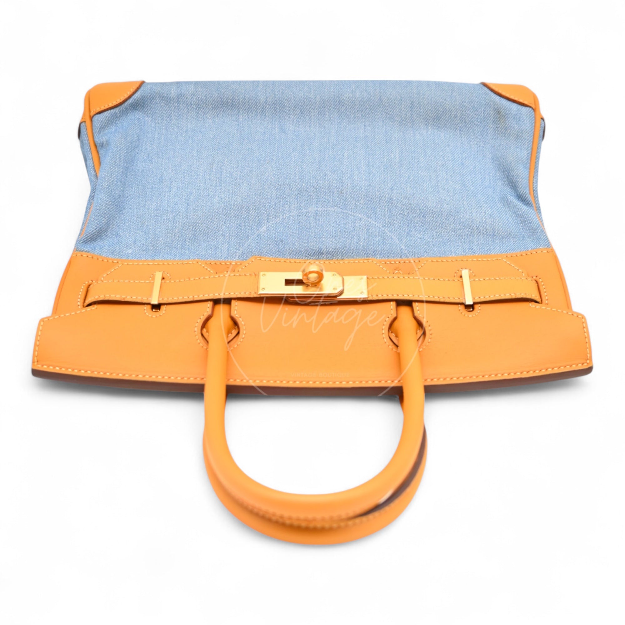 [Pre-owned] Hermes Birkin 30 Beige Swift Denim Jean GHW Stamp Square I