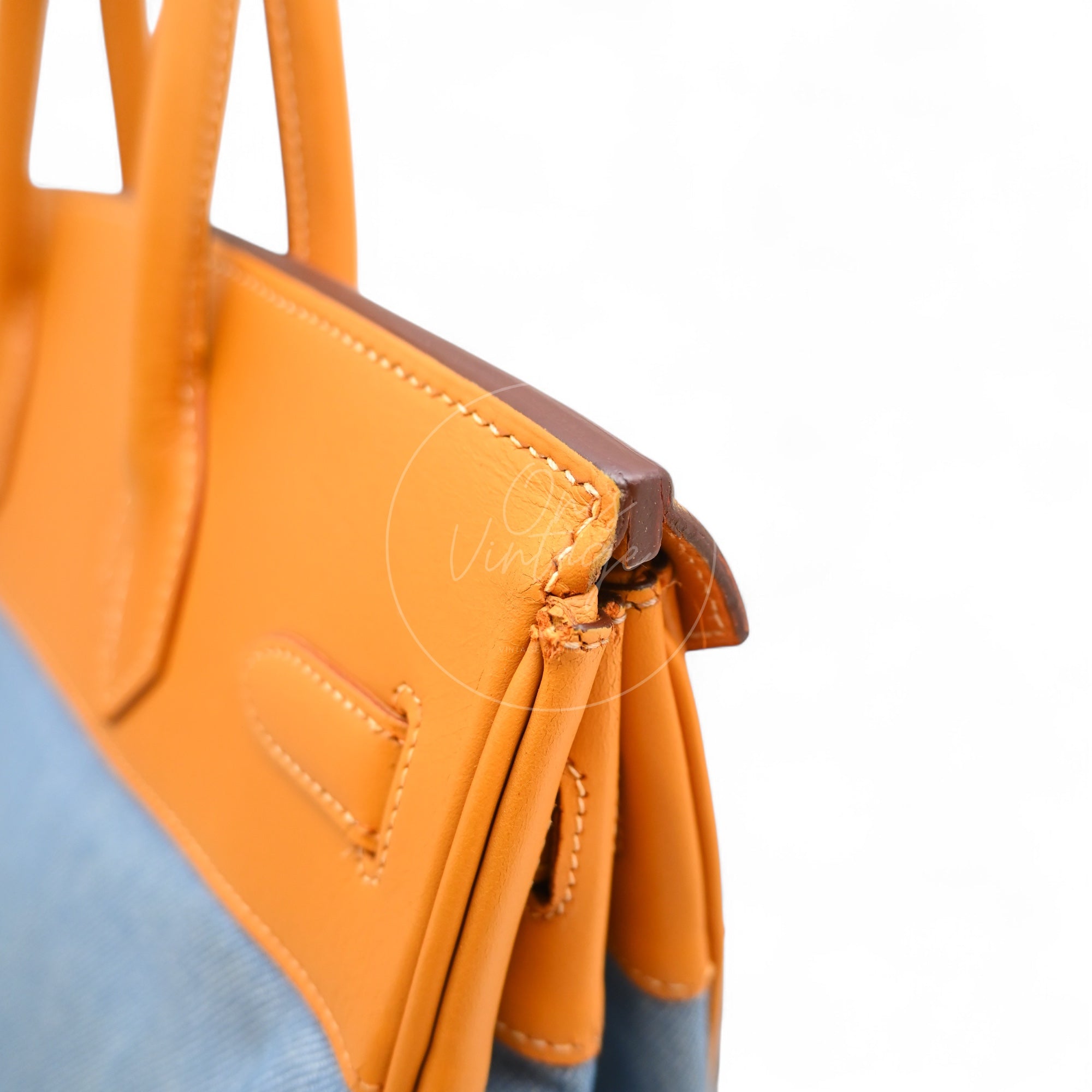 [Pre-owned] Hermes Birkin 30 Beige Swift Denim Jean GHW Stamp Square I