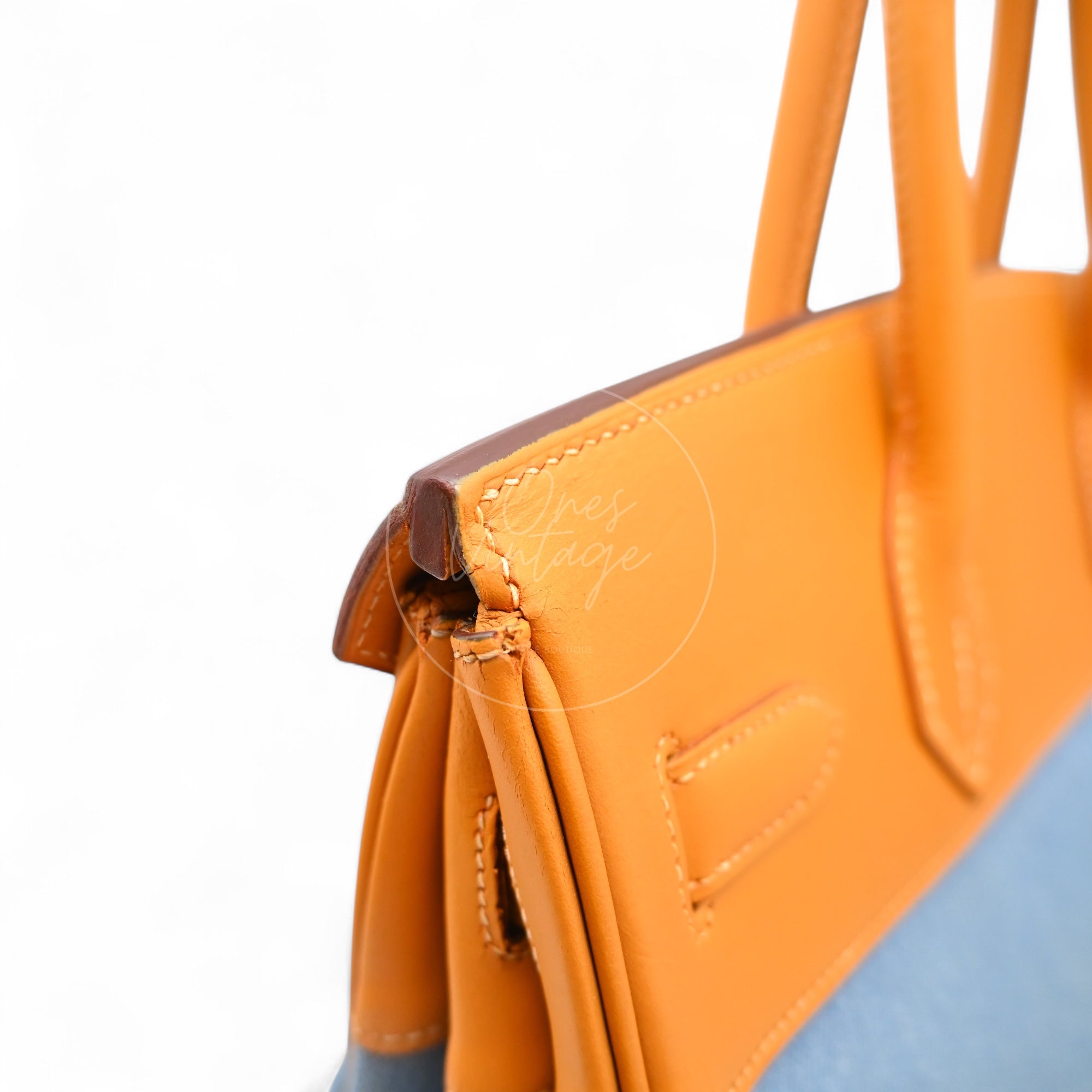[Pre-owned] Hermes Birkin 30 Beige Swift Denim Jean GHW Stamp Square I