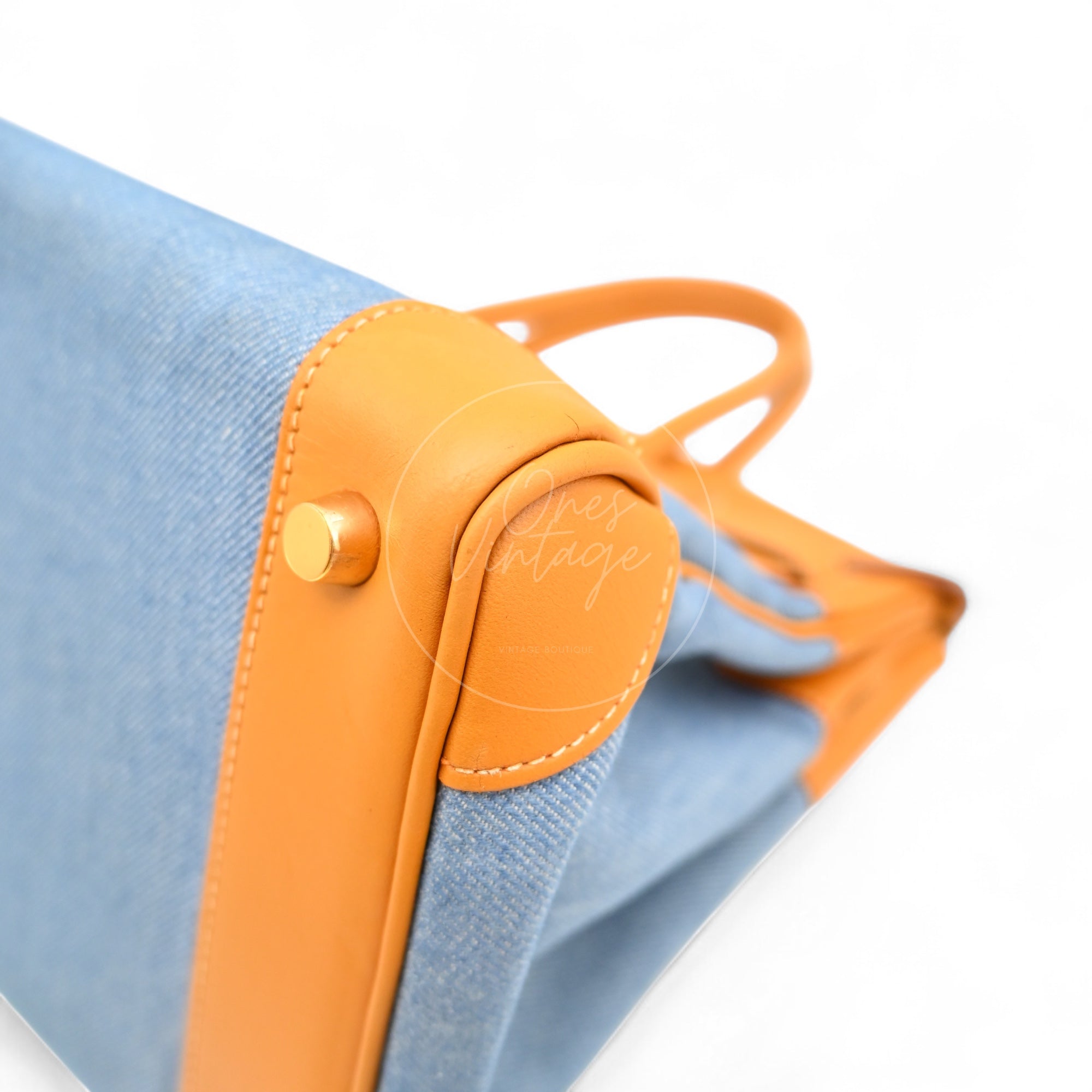[Pre-owned] Hermes Birkin 30 Beige Swift Denim Jean GHW Stamp Square I