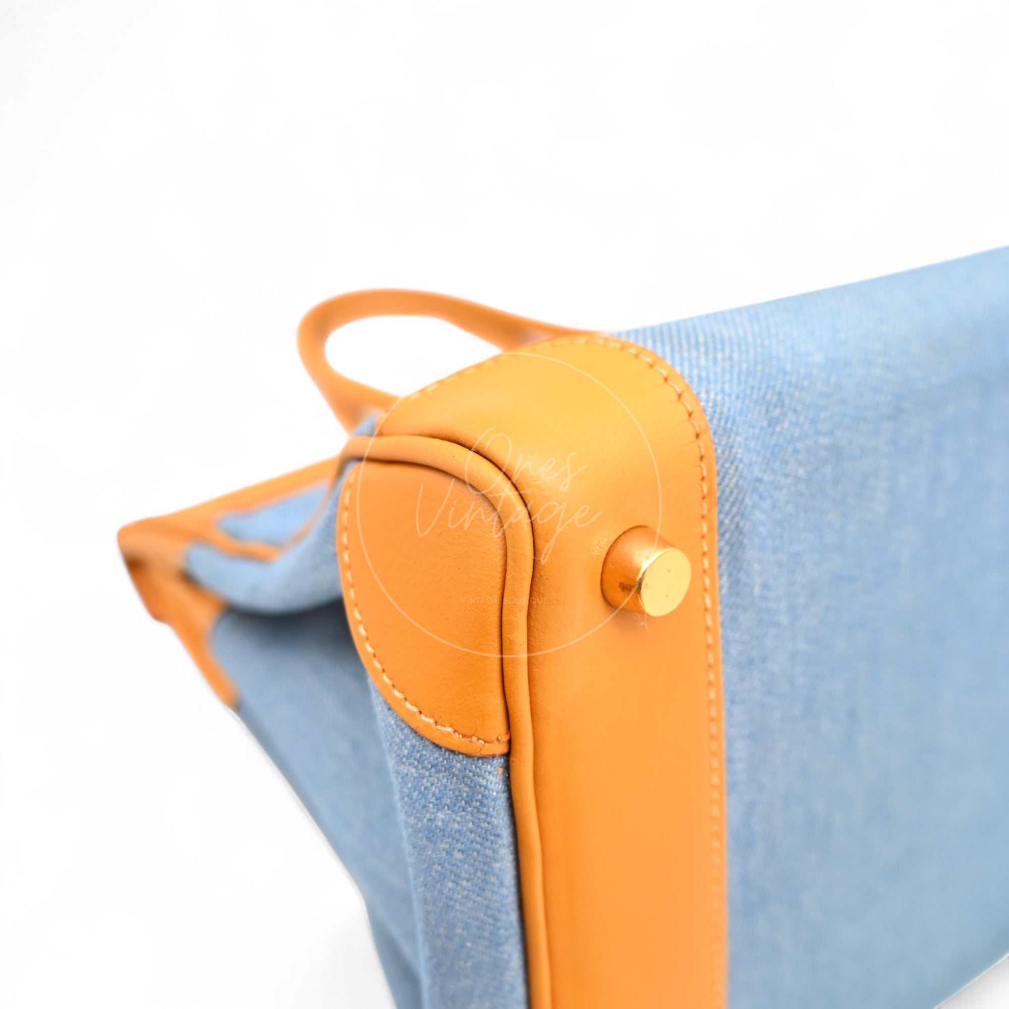 [Pre-owned] Hermes Birkin 30 Beige Swift Denim Jean GHW Stamp Square I