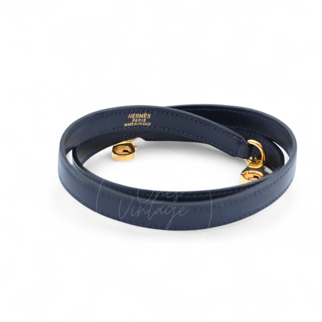 [Pre-owned] Hermes Kelly 28 Navy Box Denim Jean GHW Stamp Circle U