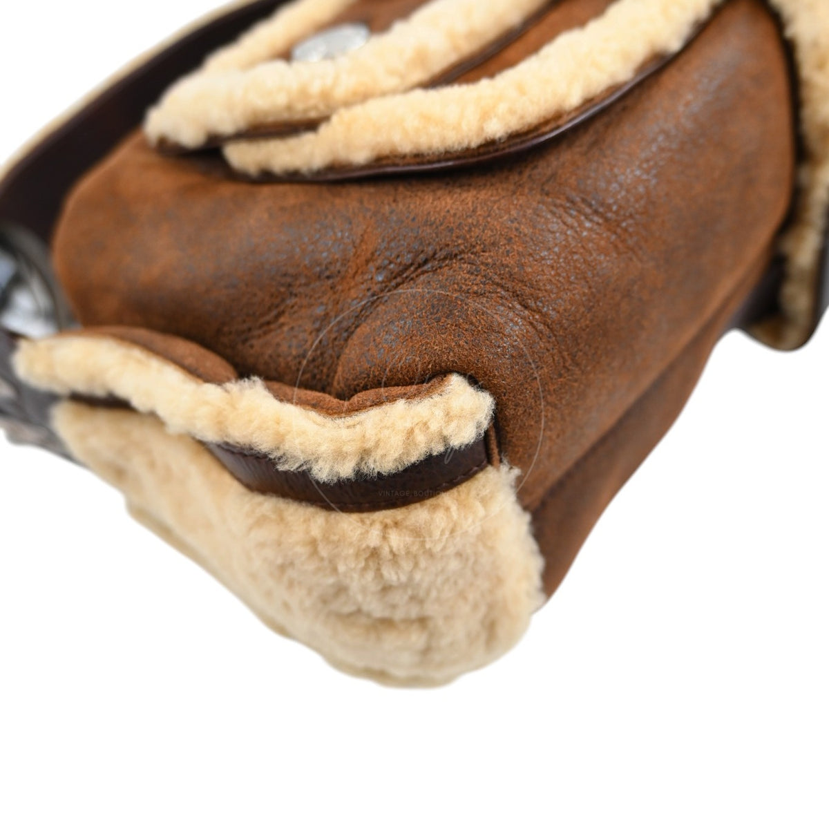 Christian Dior 2005 Suede Shearling Flight Bag Brown SHW