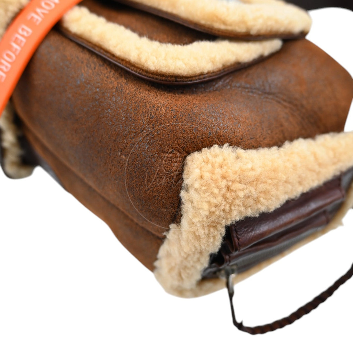 Christian Dior 2005 Suede Shearling Flight Bag Brown SHW