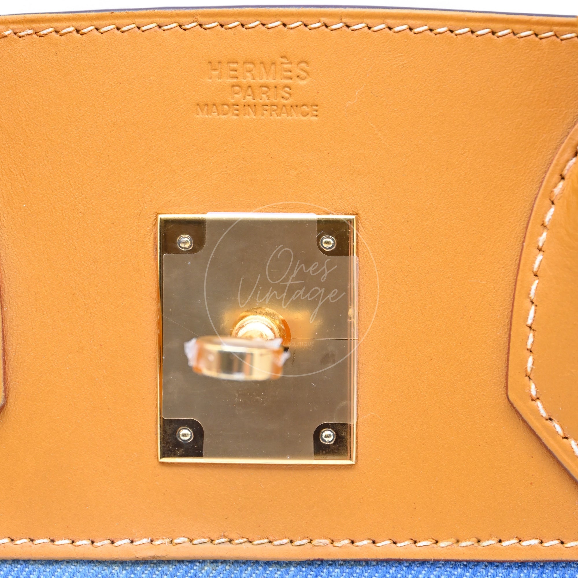 [Pre-owned] Hermes Birkin 30 Beige Swift Denim Jean GHW Stamp Square I