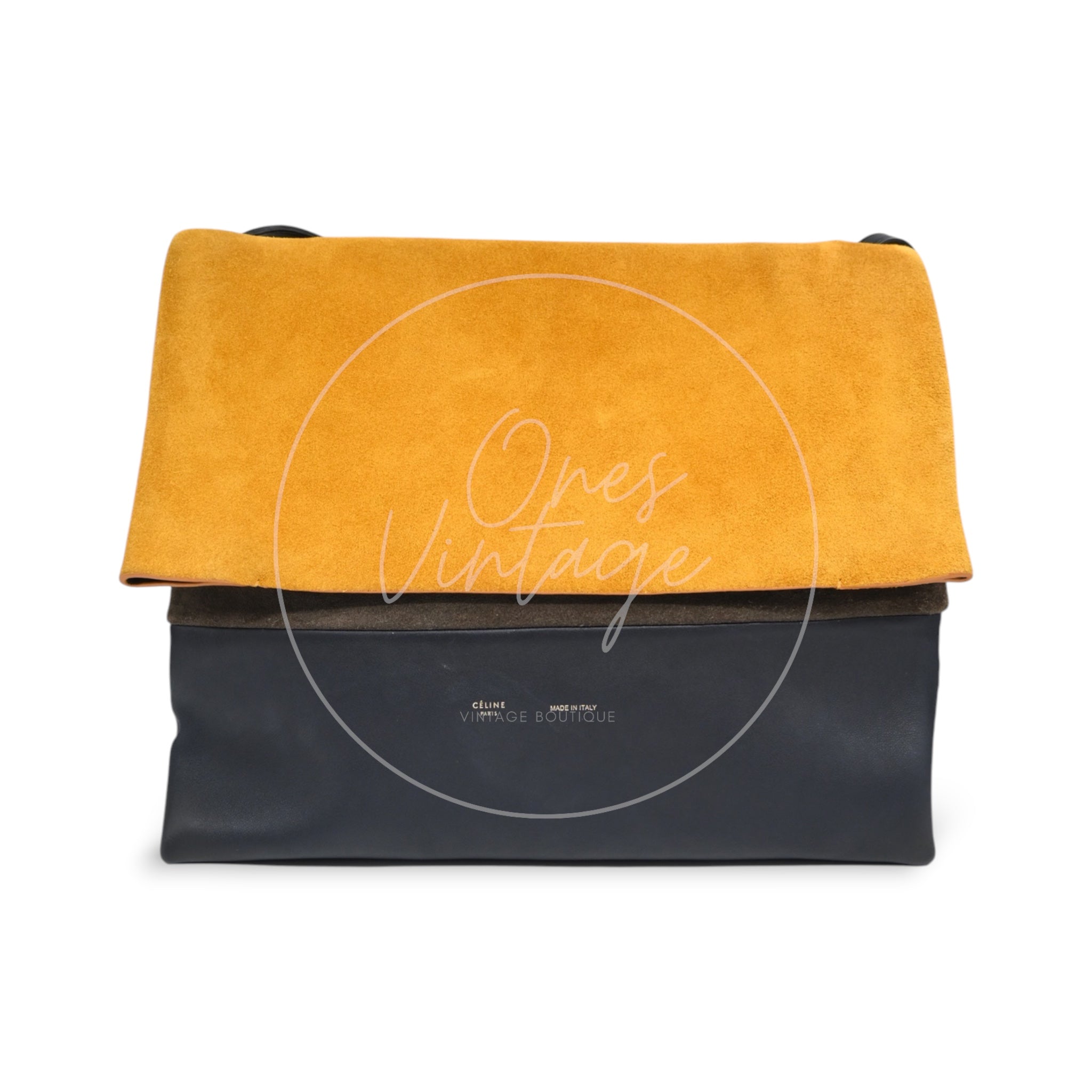 Celine All Soft Suede Leather Shoulder Bag SHW Yellow F-CU-0148