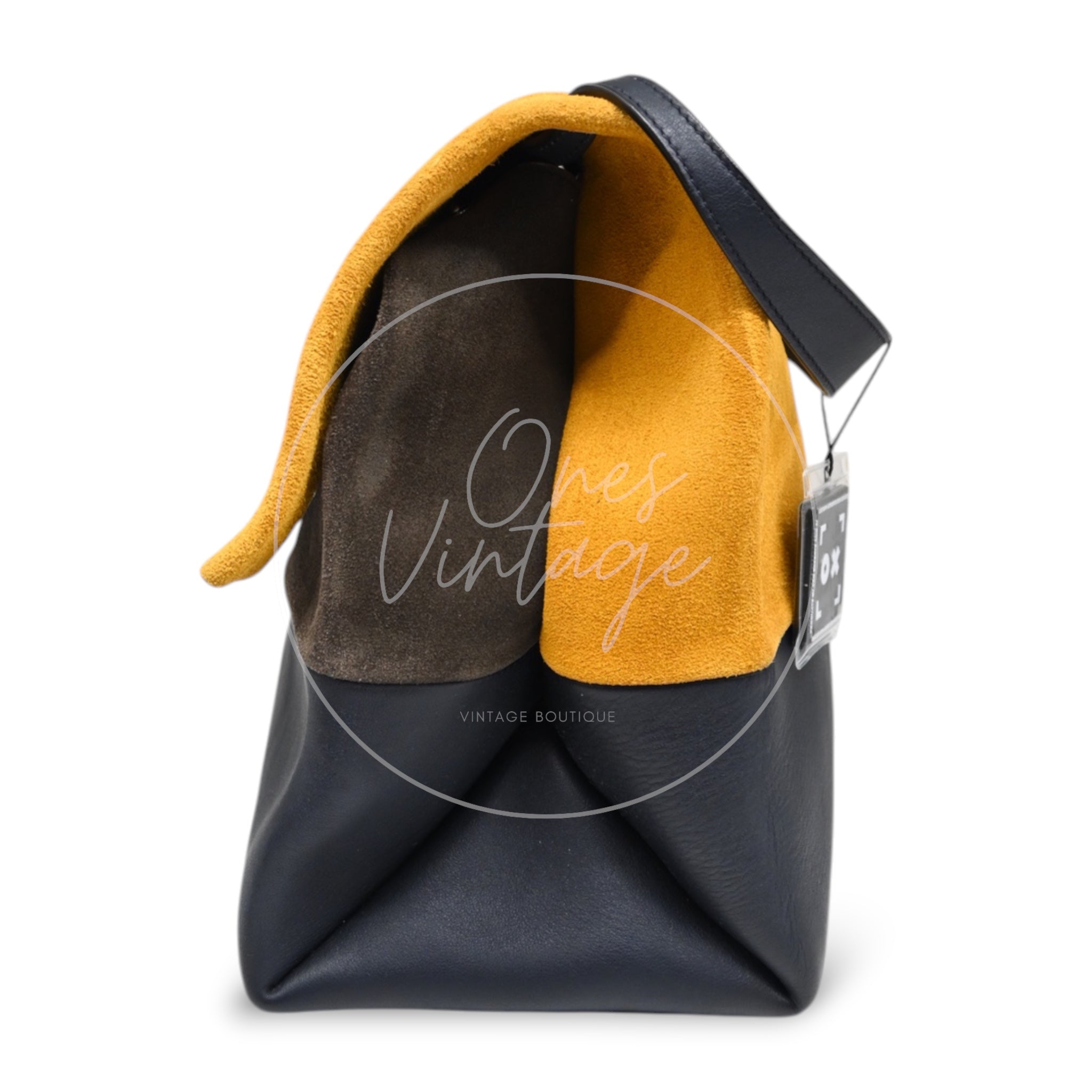 Celine All Soft Suede Leather Shoulder Bag SHW Yellow F-CU-0148