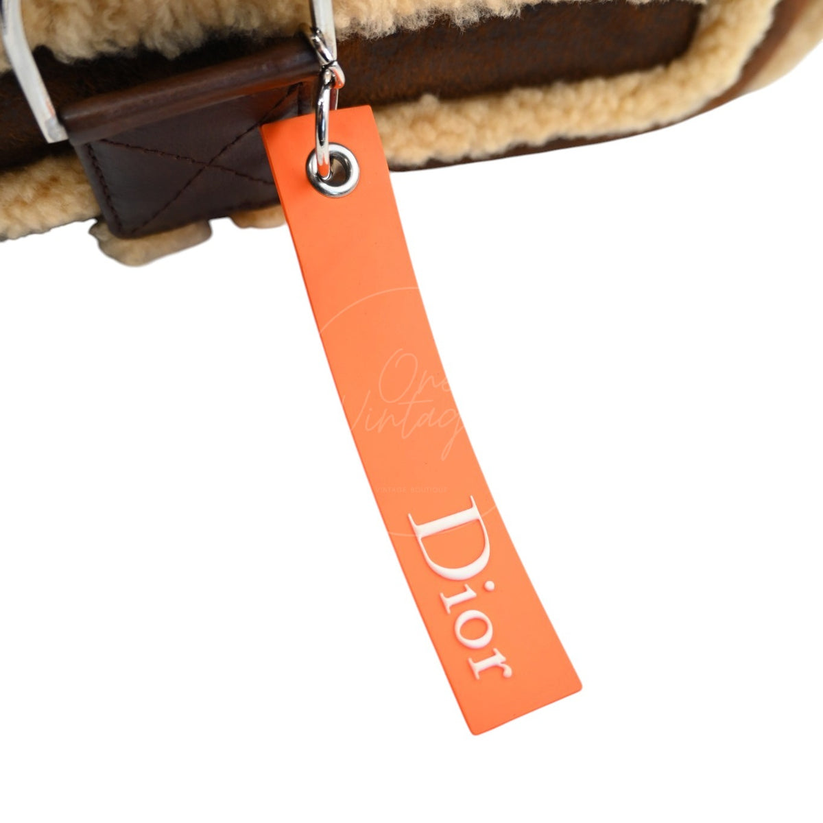 Christian Dior 2005 Suede Shearling Flight Bag Brown SHW