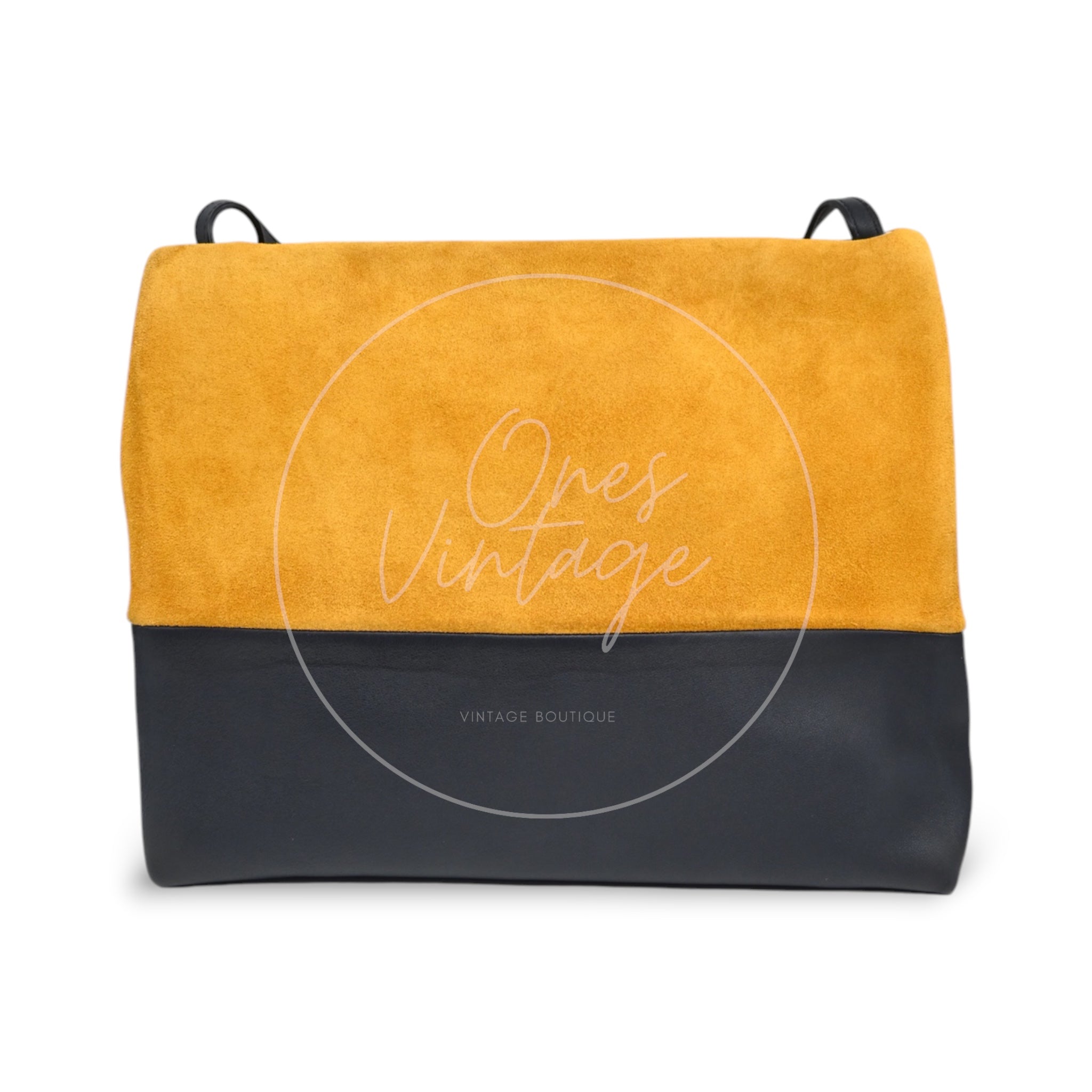 Celine All Soft Suede Leather Shoulder Bag SHW Yellow F-CU-0148