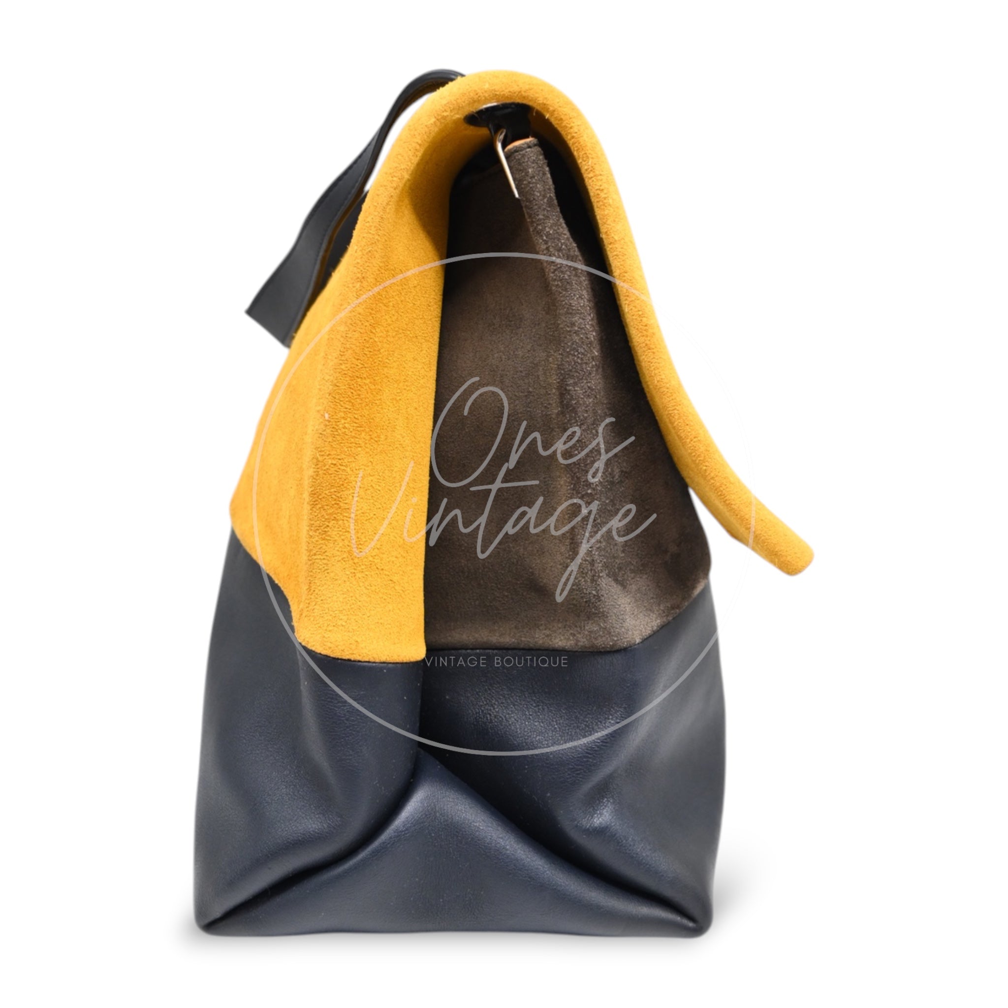 Celine All Soft Suede Leather Shoulder Bag SHW Yellow F-CU-0148