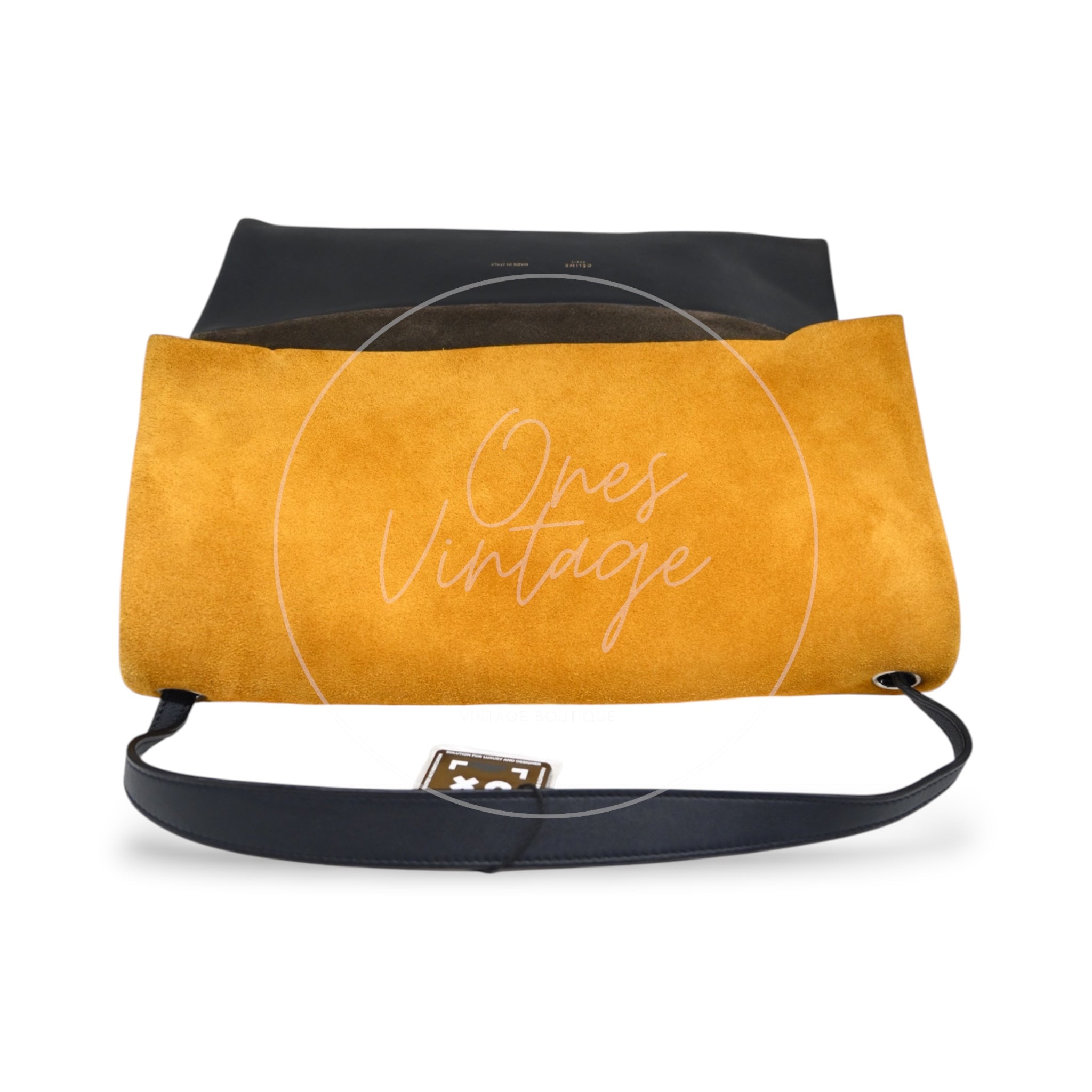 Celine All Soft Suede Leather Shoulder Bag SHW Yellow F-CU-0148