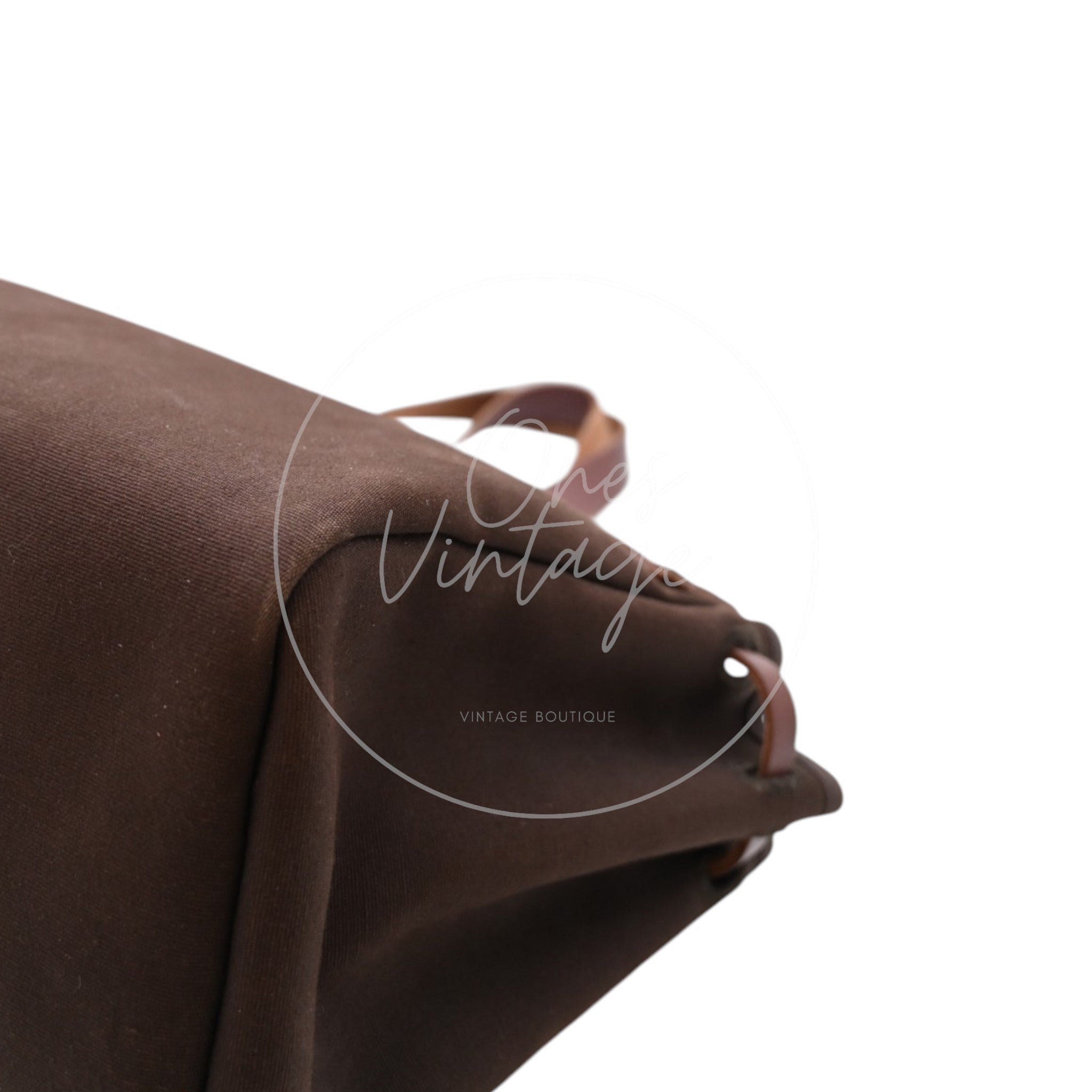 Hermes Herbag Cabas GM Swift Canvas GHW BROWN  Square F