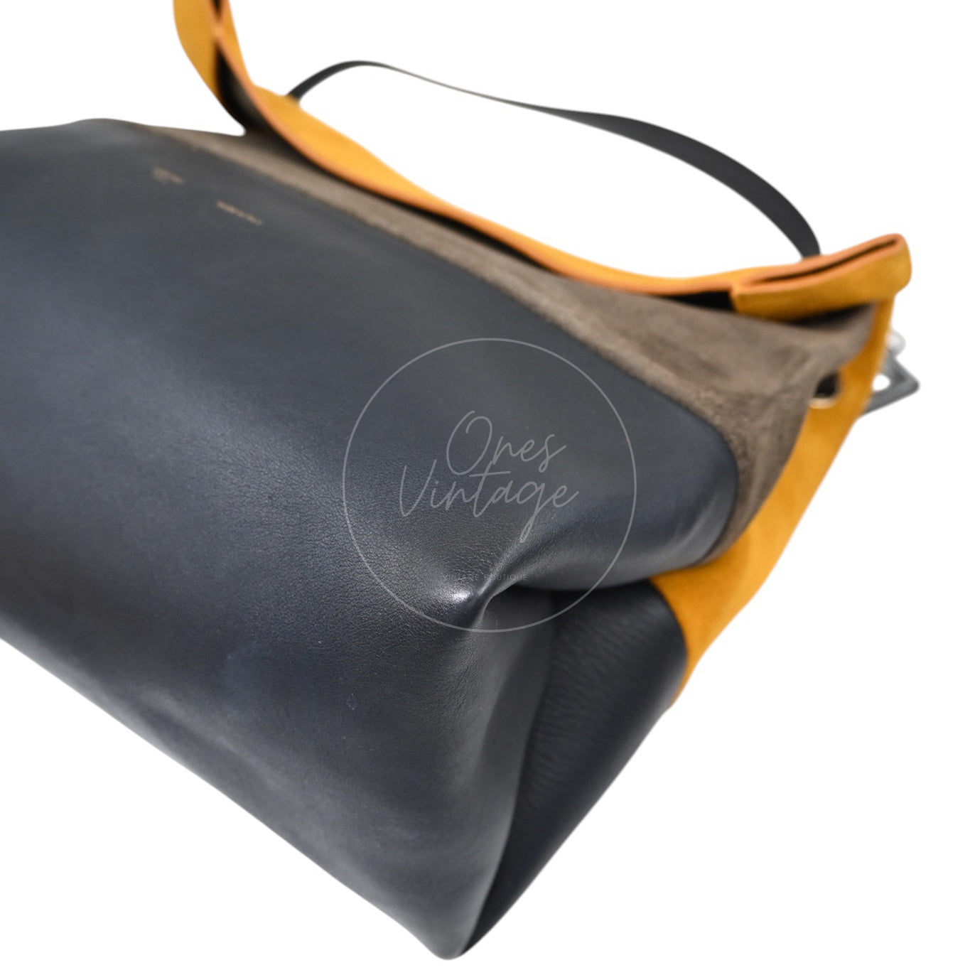 Celine All Soft Suede Leather Shoulder Bag SHW Yellow F-CU-0148