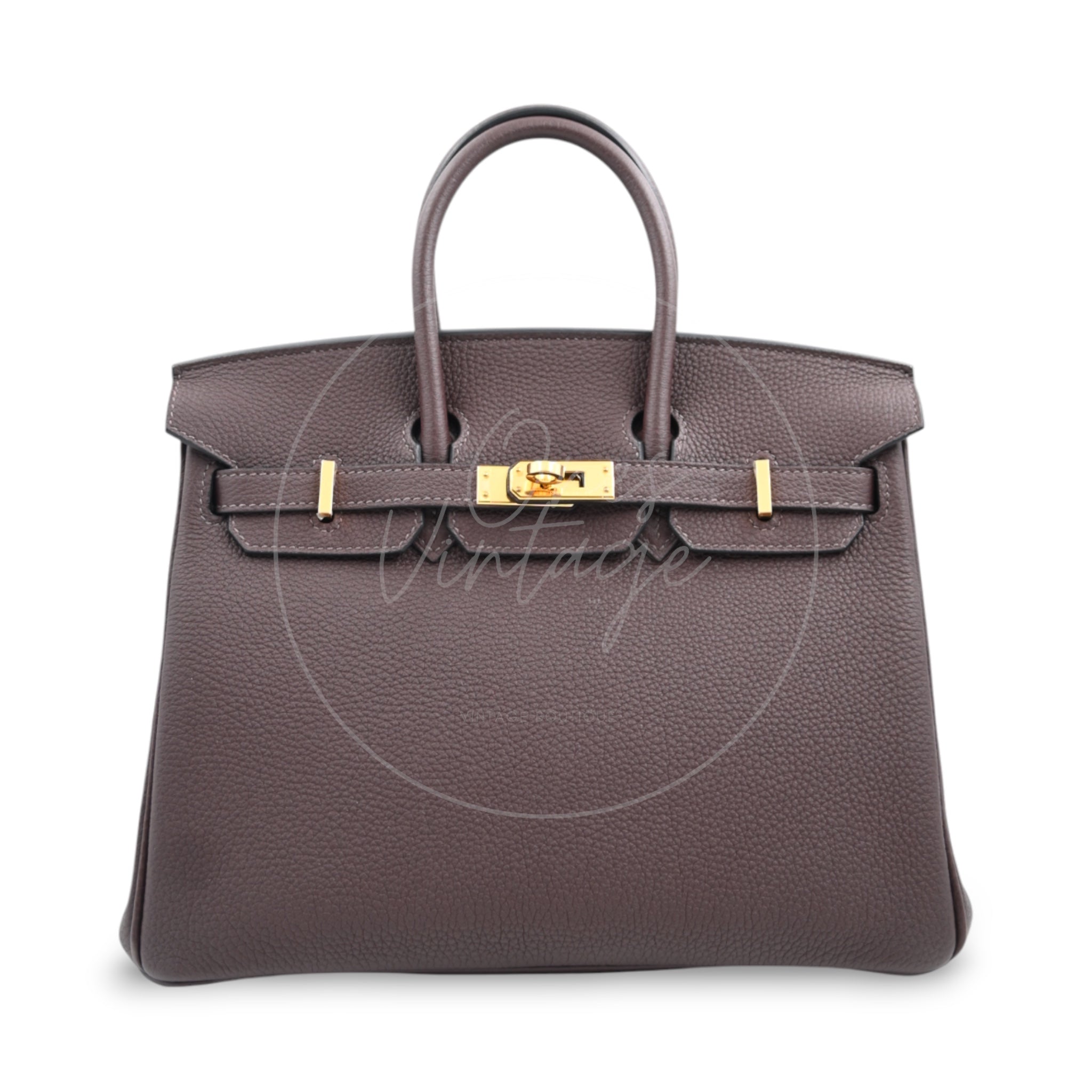 [Pre-owned] Hermes Birkin 25 Chocolate Togo Stamp C GHW
