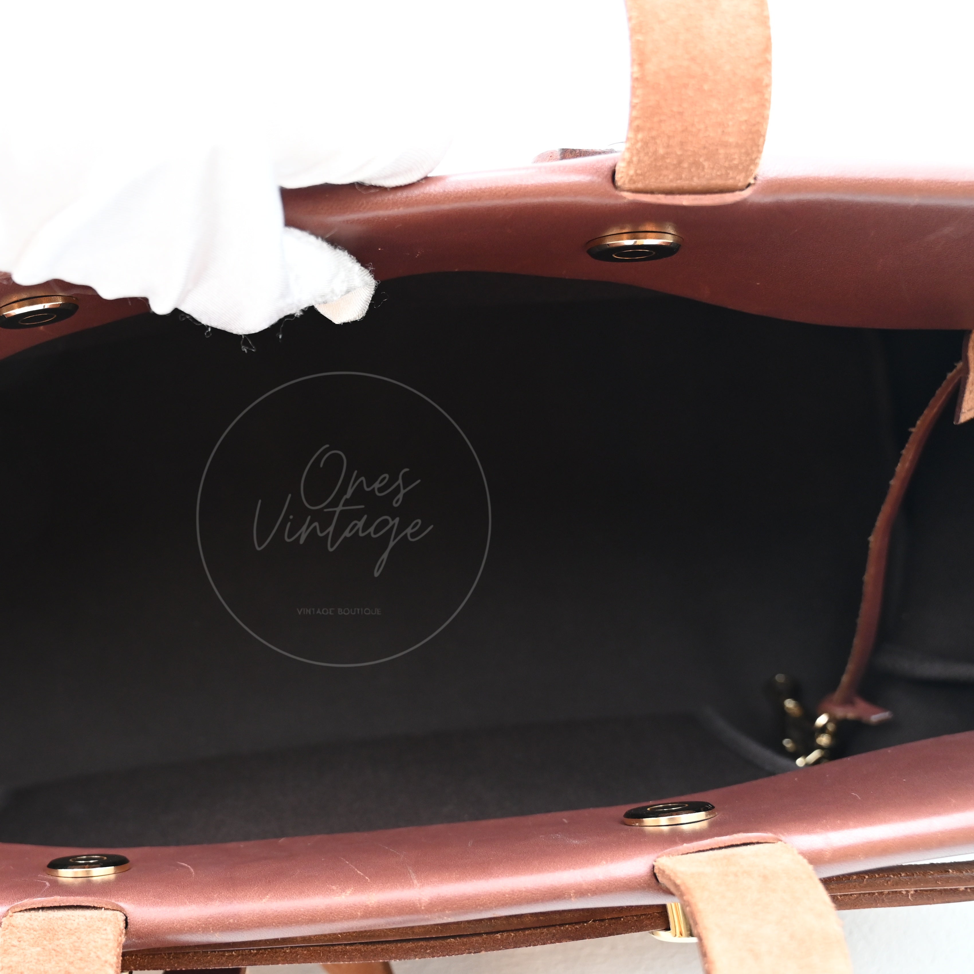 Hermes Herbag Cabas GM Swift Canvas GHW BROWN  Square F