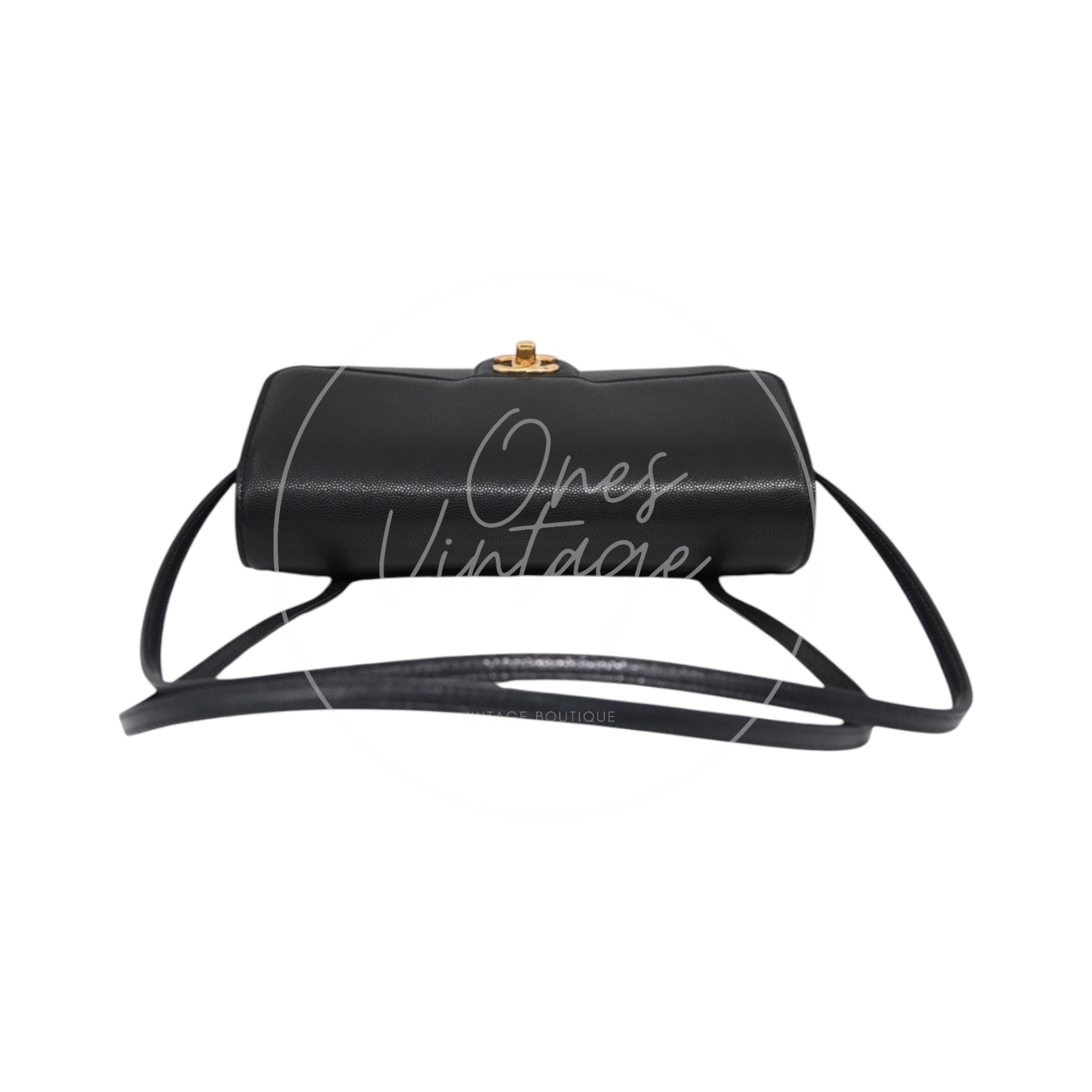[Pre-owned] Chanel Preppy Coco Small Flap Bag in Black Calfskin GHW