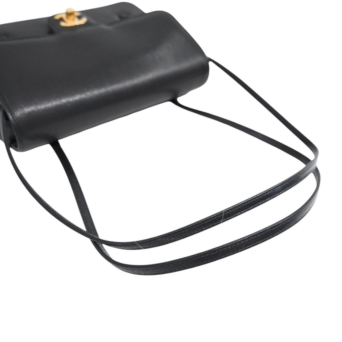 [Pre-owned] Chanel Preppy Coco Small Flap Bag in Black Calfskin GHW