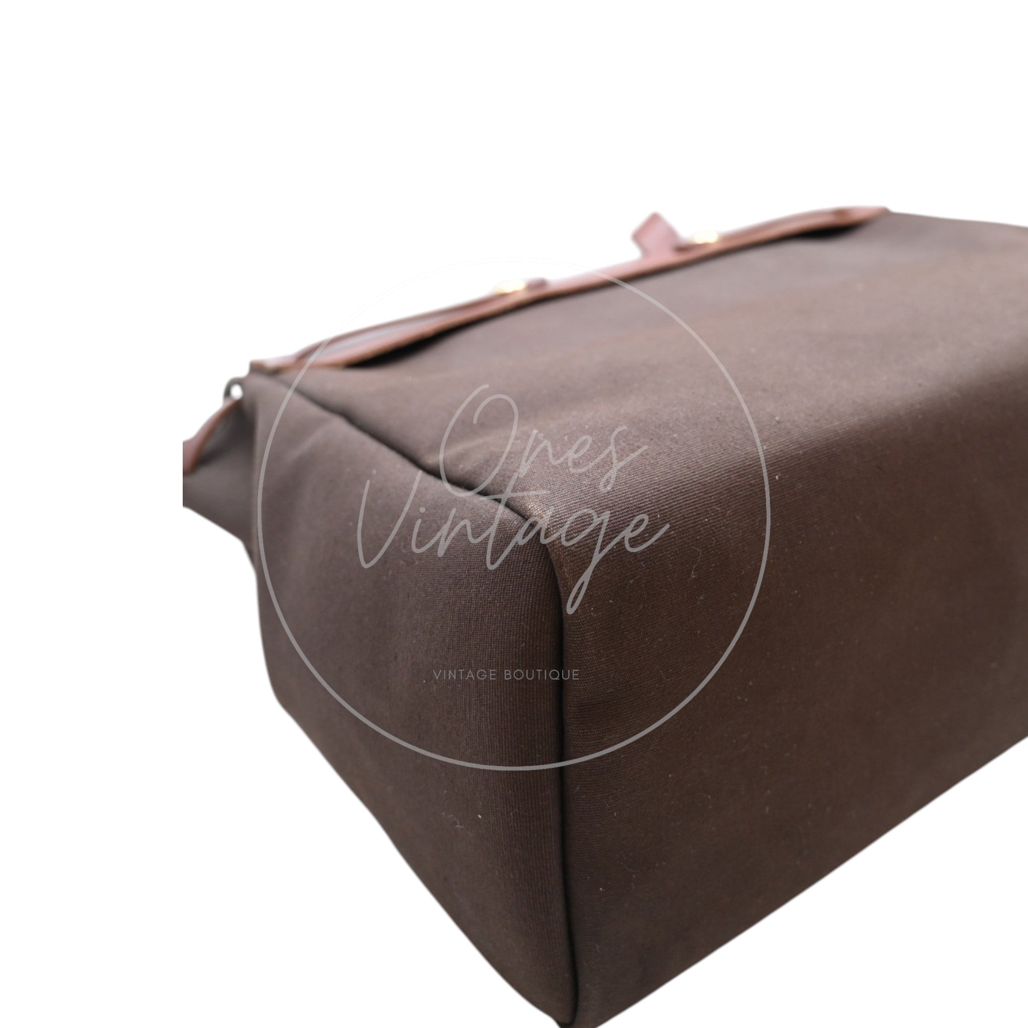 Hermes Herbag Cabas GM Swift Canvas GHW BROWN  Square F