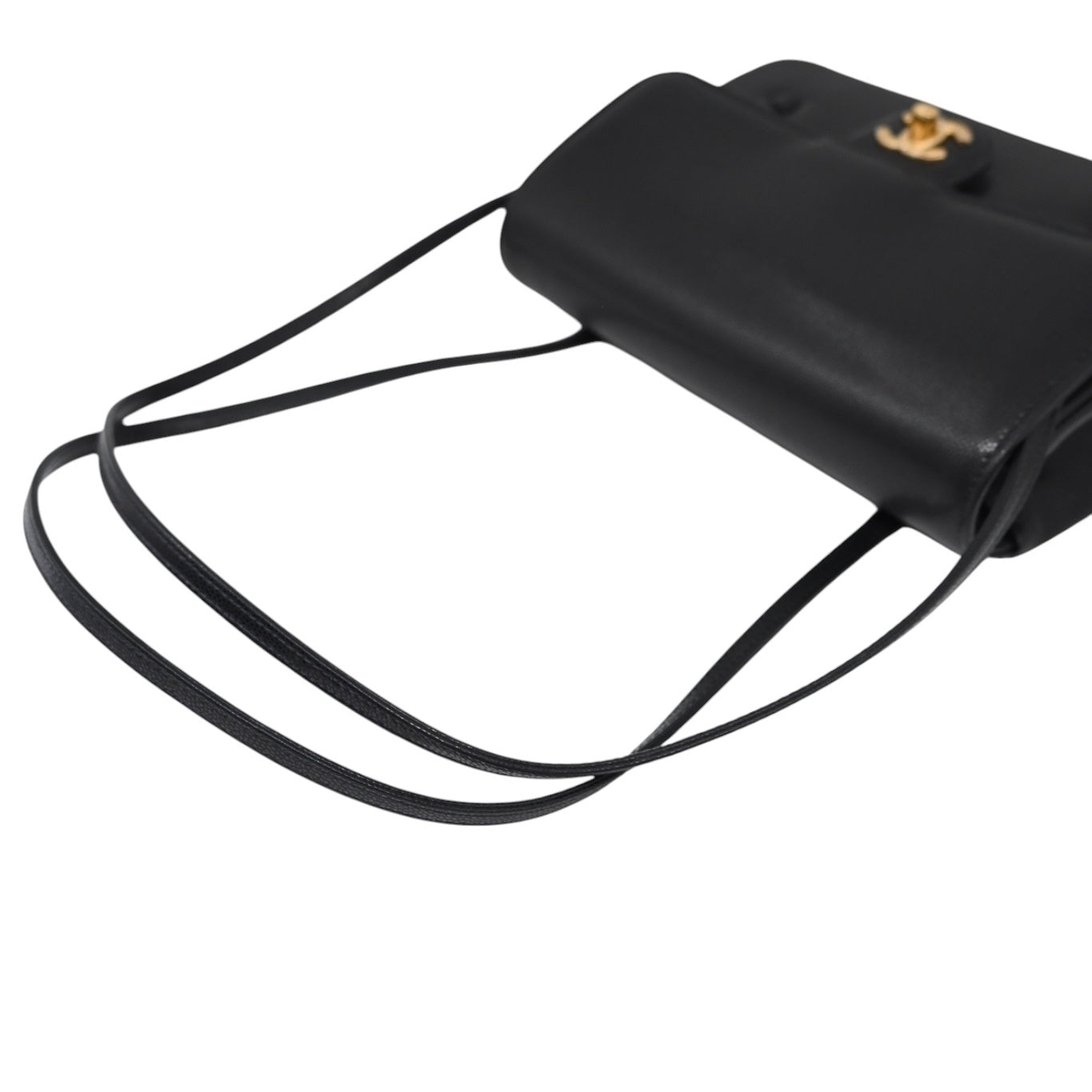 [Pre-owned] Chanel Preppy Coco Small Flap Bag in Black Calfskin GHW