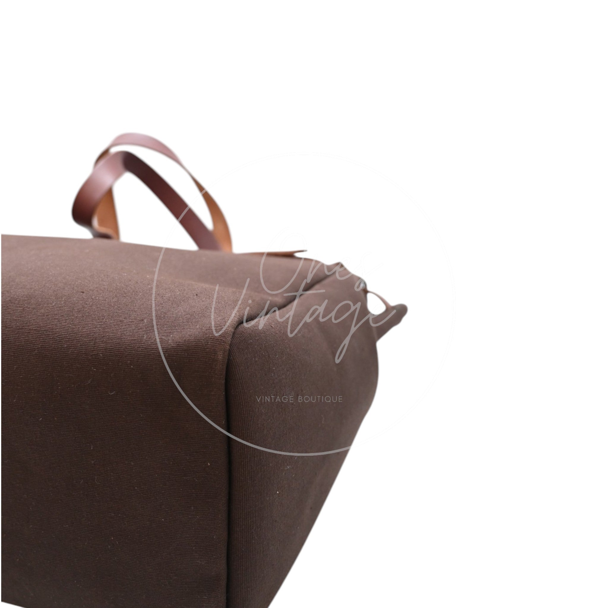 Hermes Herbag Cabas GM Swift Canvas GHW BROWN  Square F