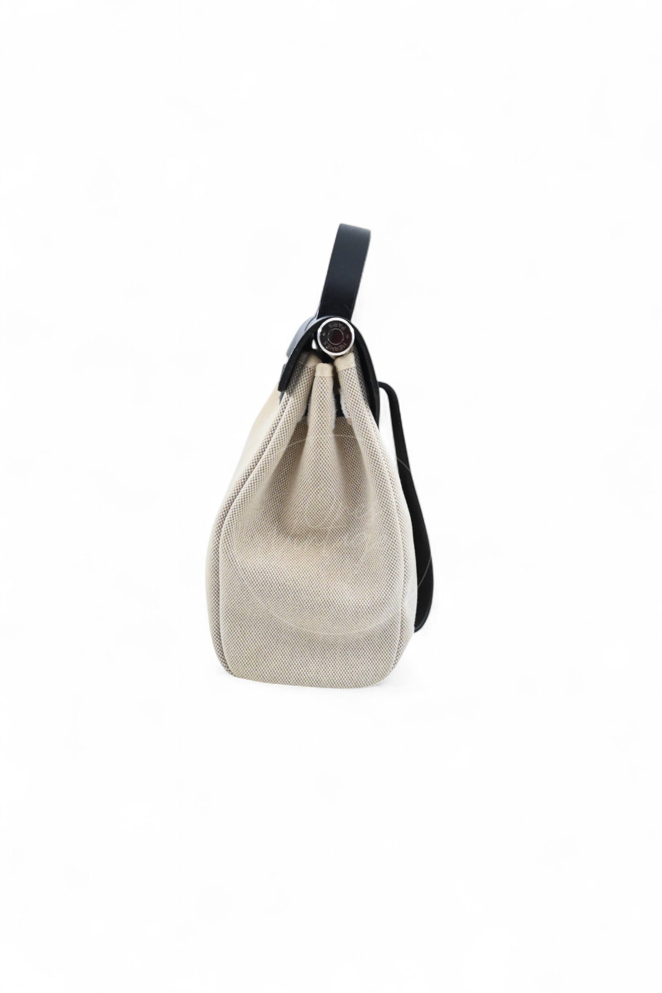 [Pre-owned] Hermes Herbag Backpack Black Swift Beige Canvas Stamp Square C