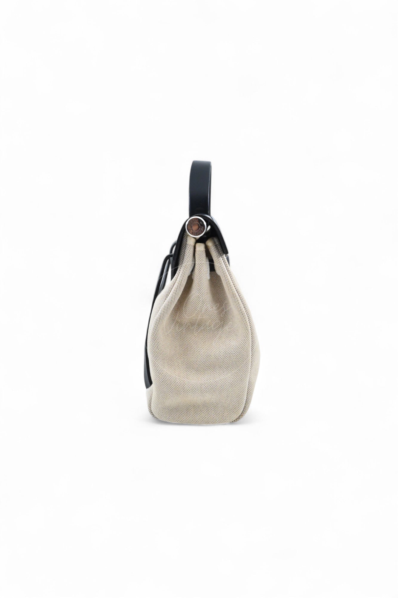 [Pre-owned] Hermes Herbag Backpack Black Swift Beige Canvas Stamp Square C