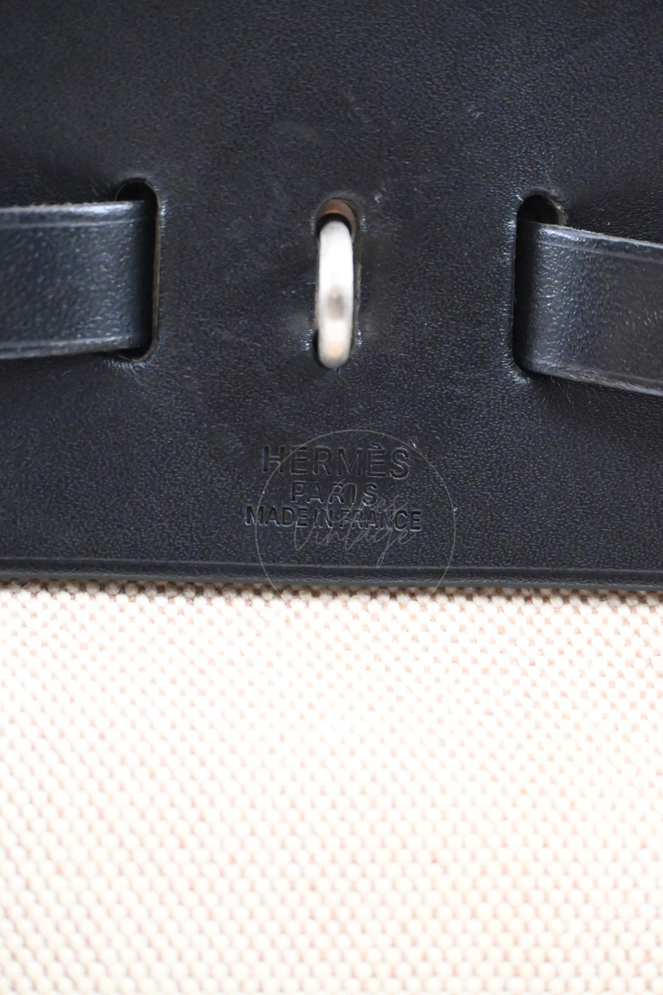 [Pre-owned] Hermes Herbag Backpack Black Swift Beige Canvas Stamp Square C