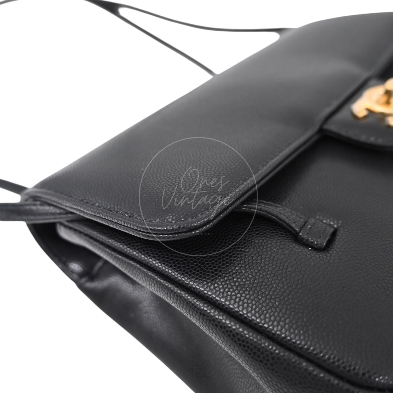 [Pre-owned] Chanel Preppy Coco Small Flap Bag in Black Calfskin GHW