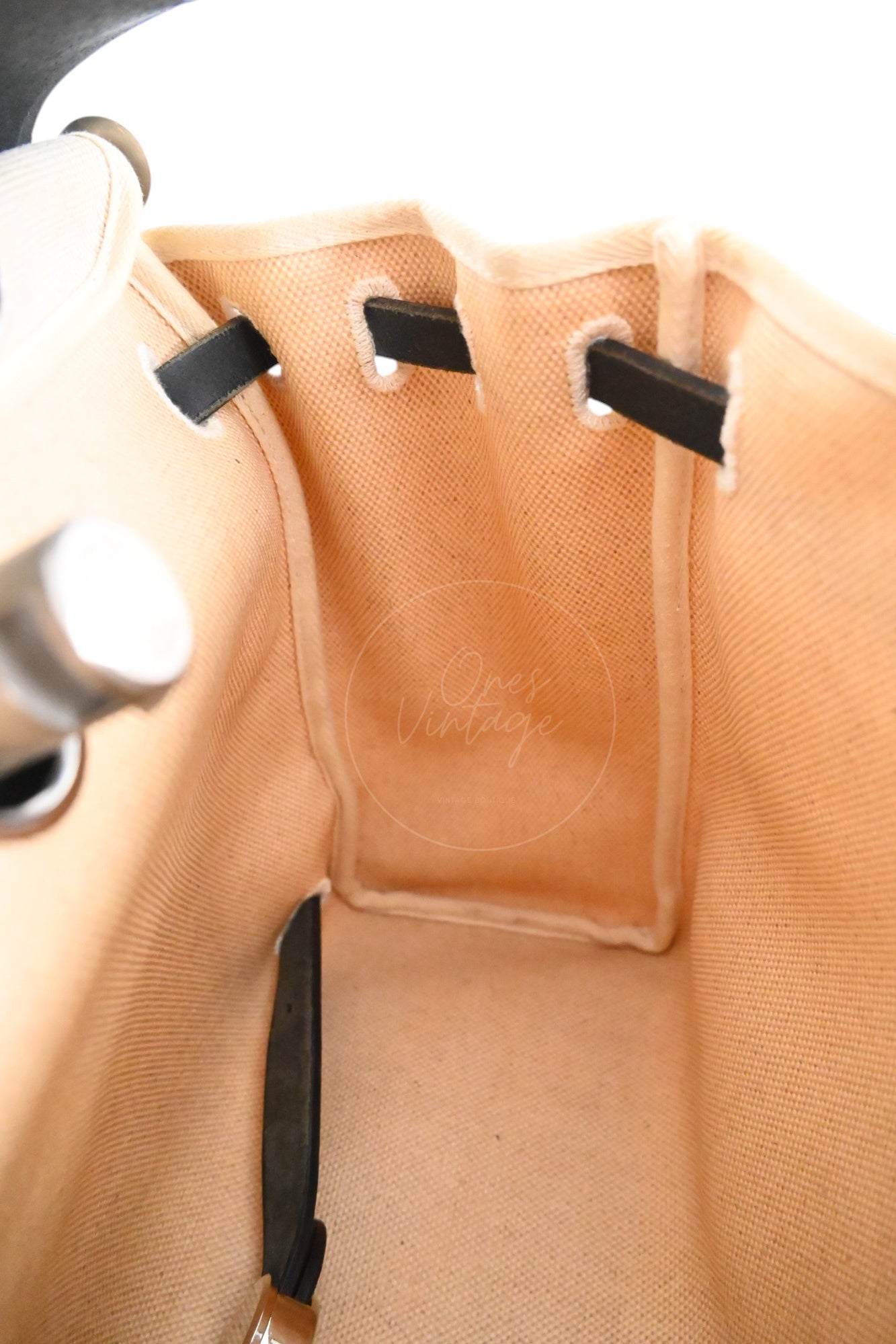 [Pre-owned] Hermes Herbag Backpack Black Swift Beige Canvas Stamp Square C