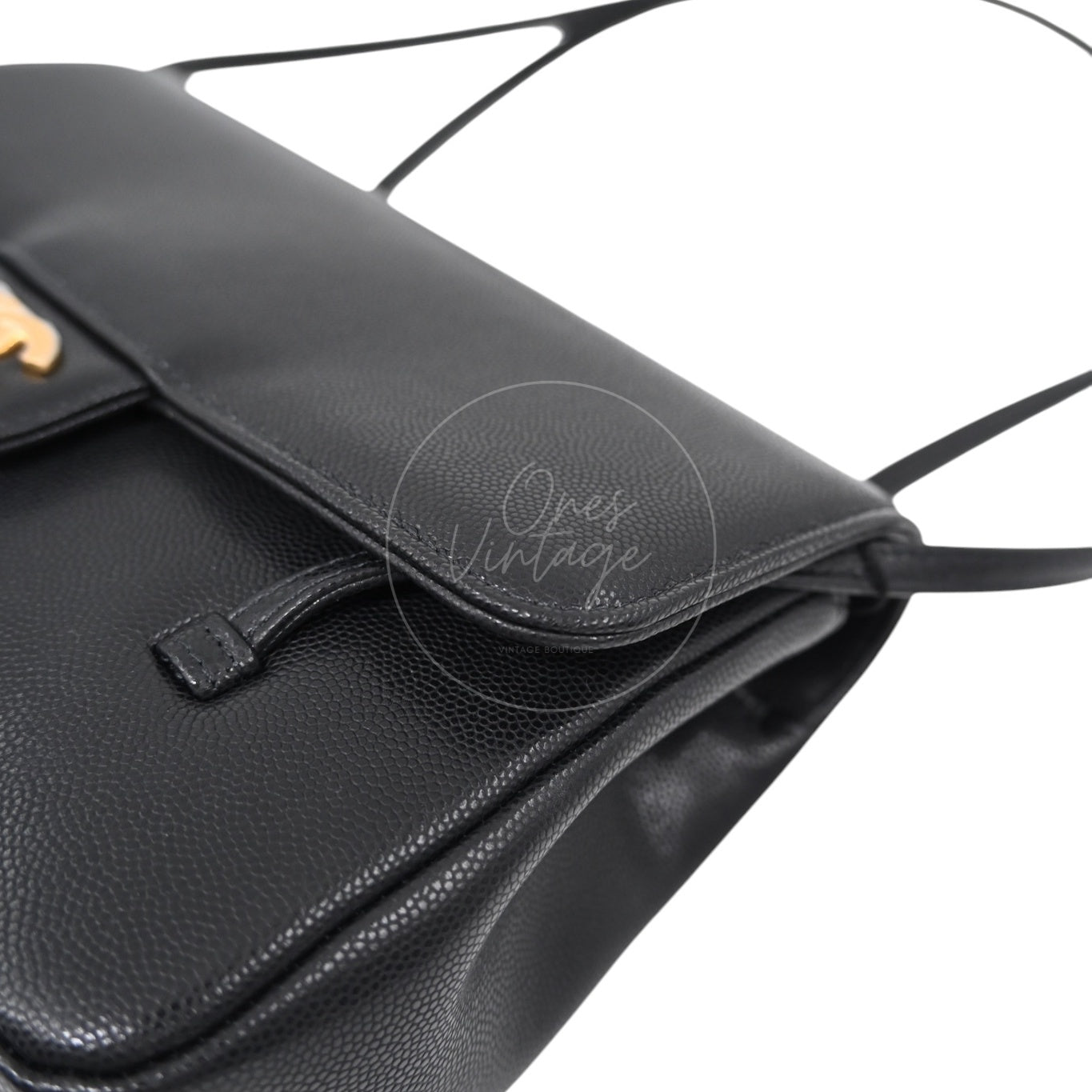 [Pre-owned] Chanel Preppy Coco Small Flap Bag in Black Calfskin GHW