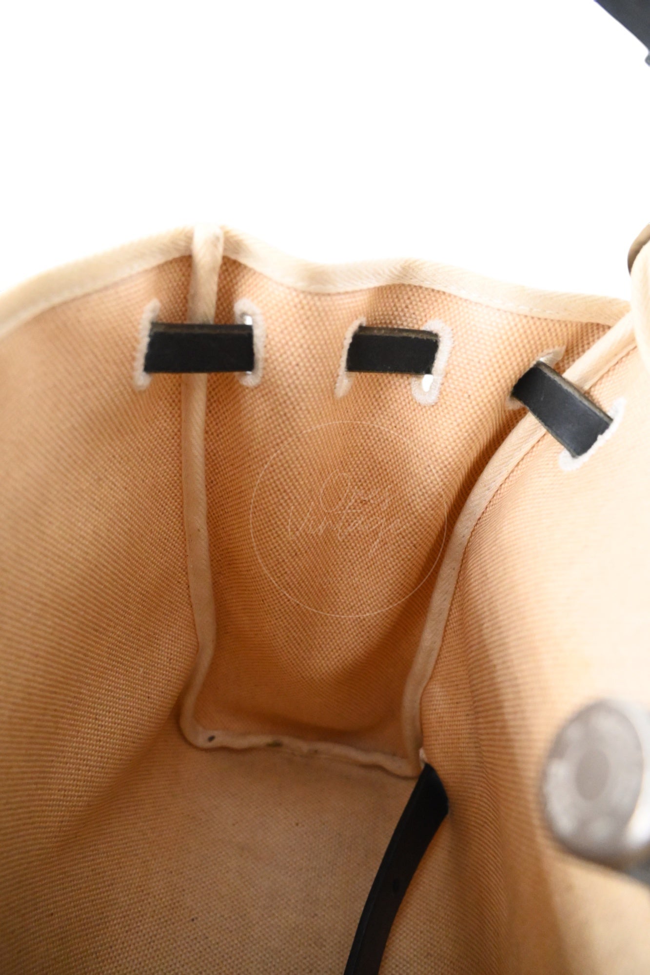 [Pre-owned] Hermes Herbag Backpack Black Swift Beige Canvas Stamp Square C