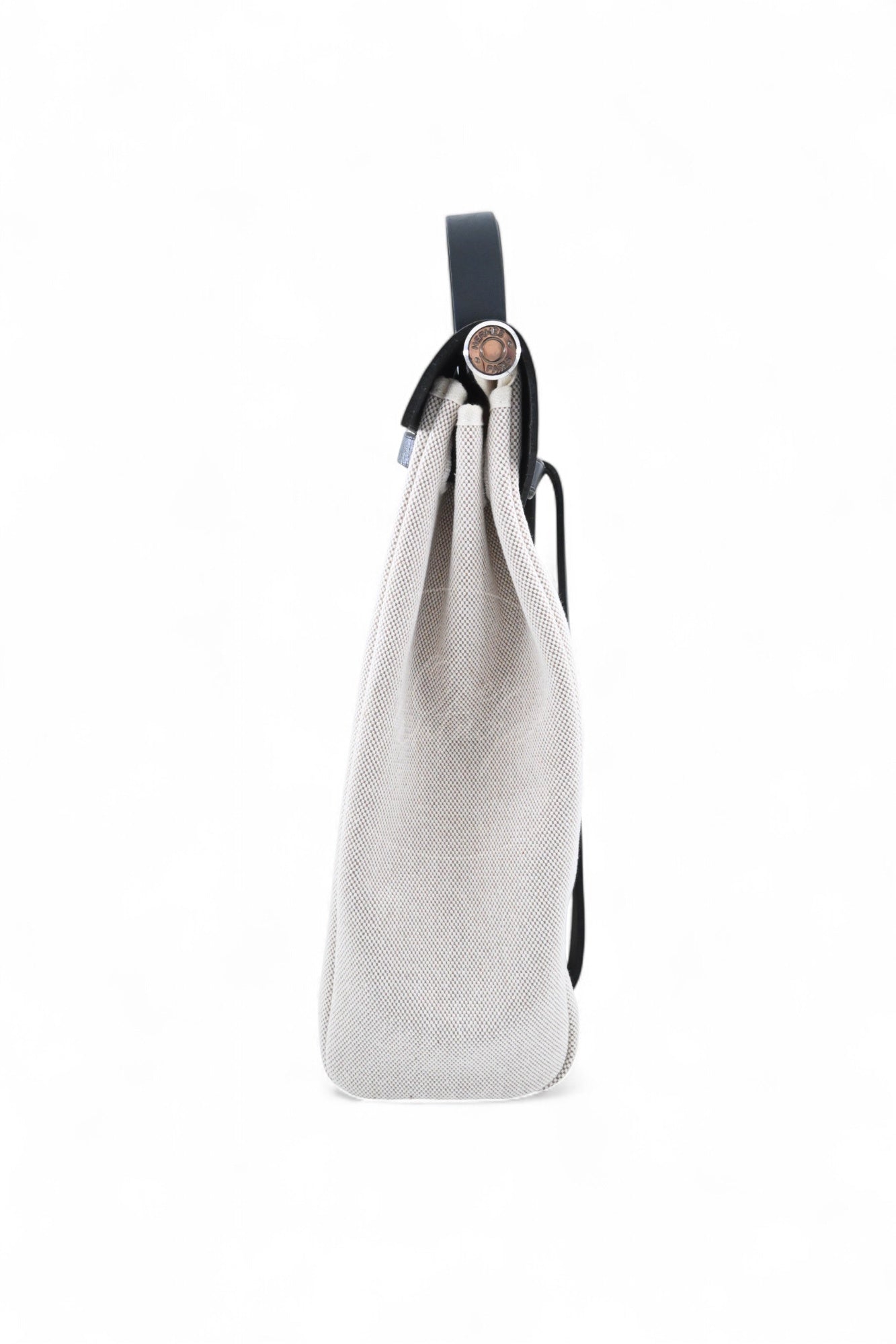 [Pre-owned] Hermes Herbag Backpack Black Swift Beige Canvas Stamp Square C